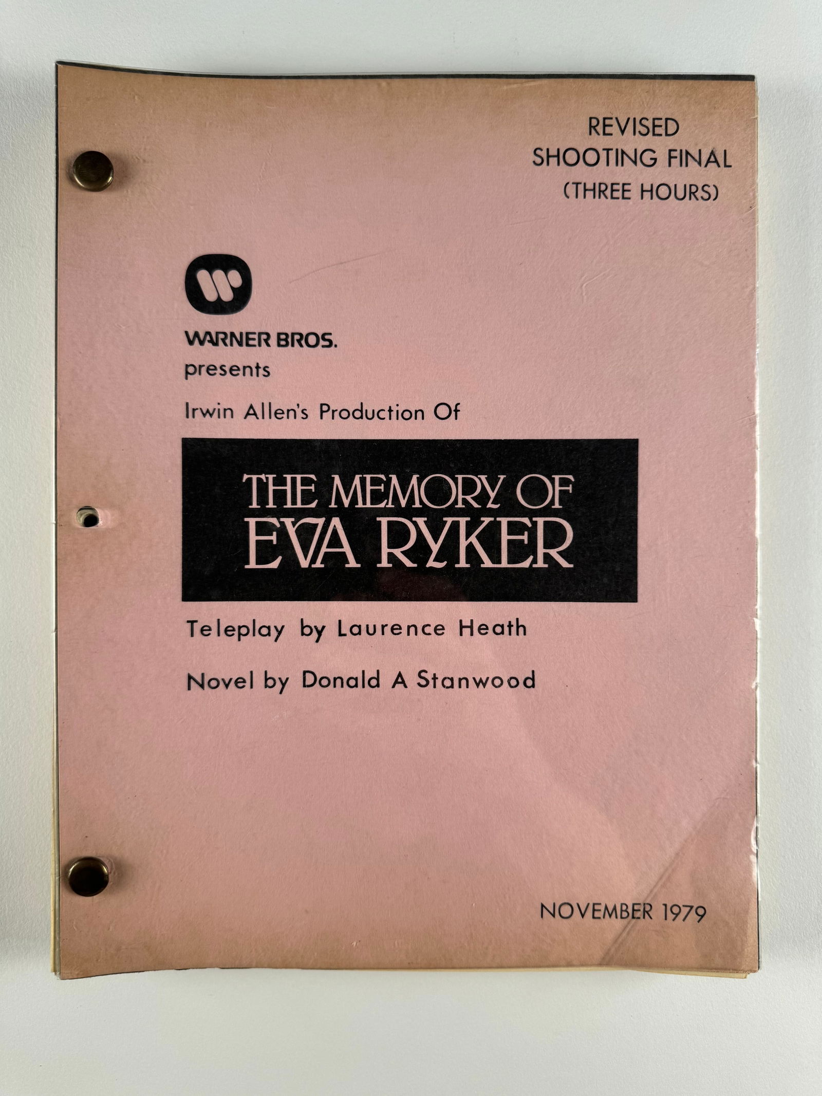 The Memory of Eva Ryker TV Movie Original Screenplay - Natalie Wood Memorabilia (1 of 5)