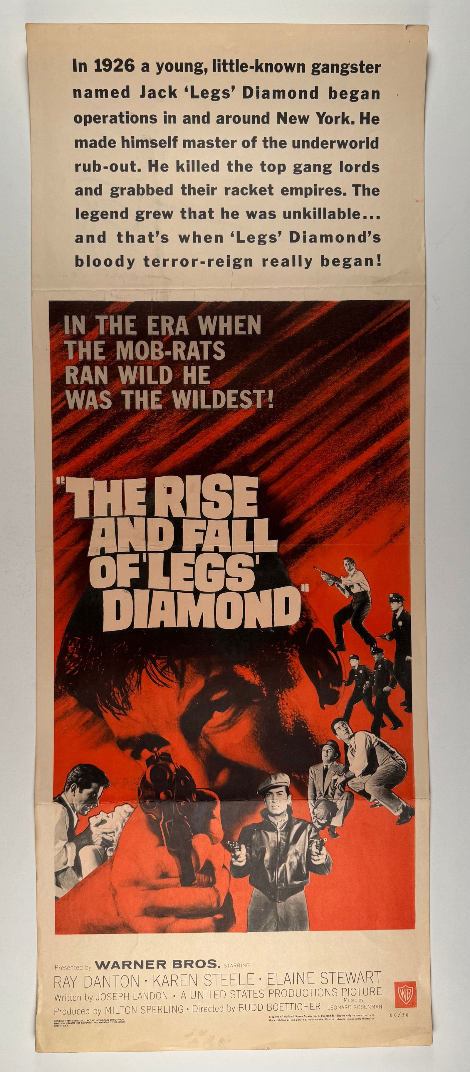 The Rise and Fall of ‘Legs’ Diamond 1960 Vintage Movie Insert 14x36 Poster Ray Danton (1 of 5)