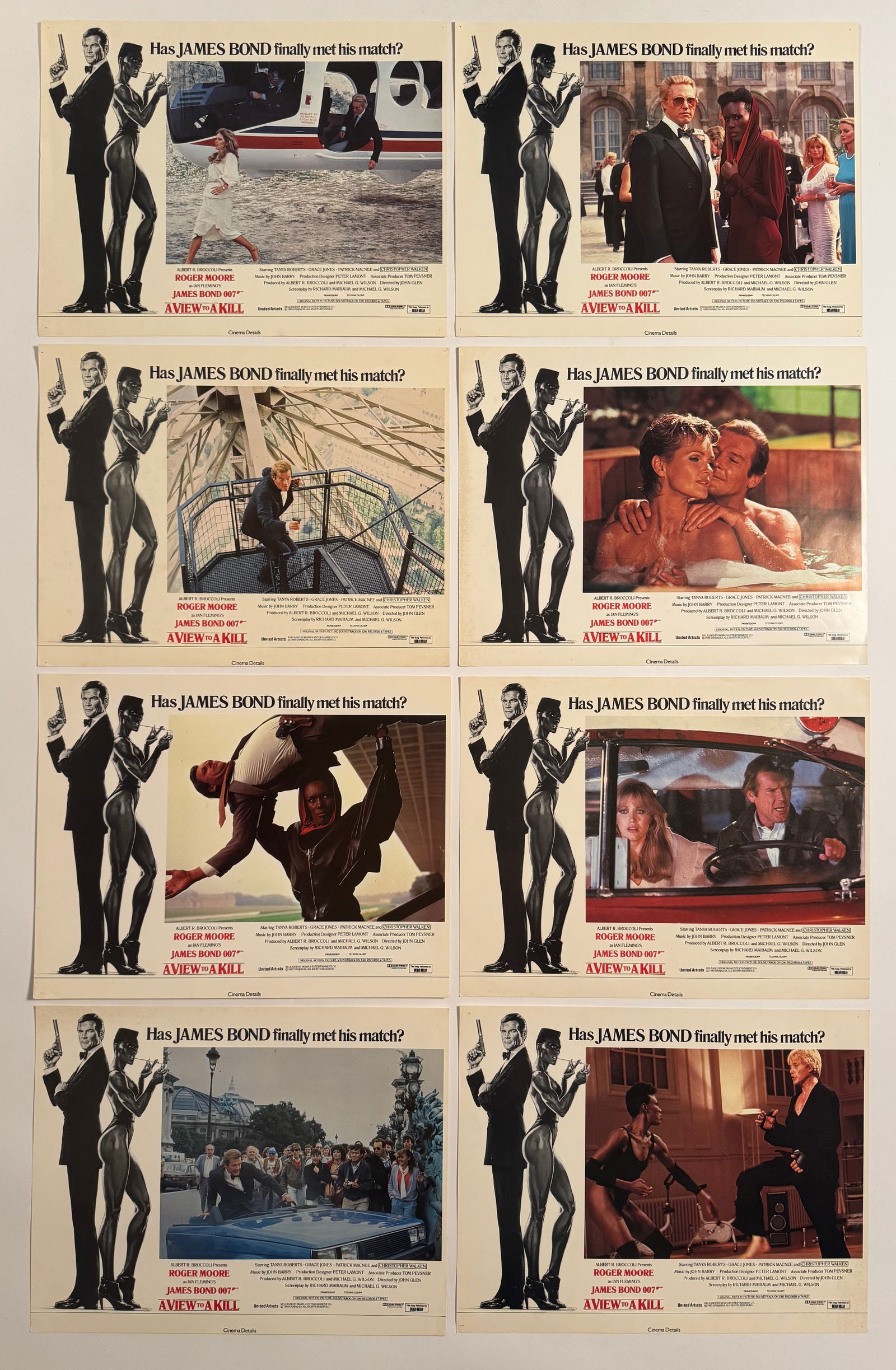 A View to Kill 1985 Original 11x14 British Original Lobby Card Set of 12 (1 of 4)