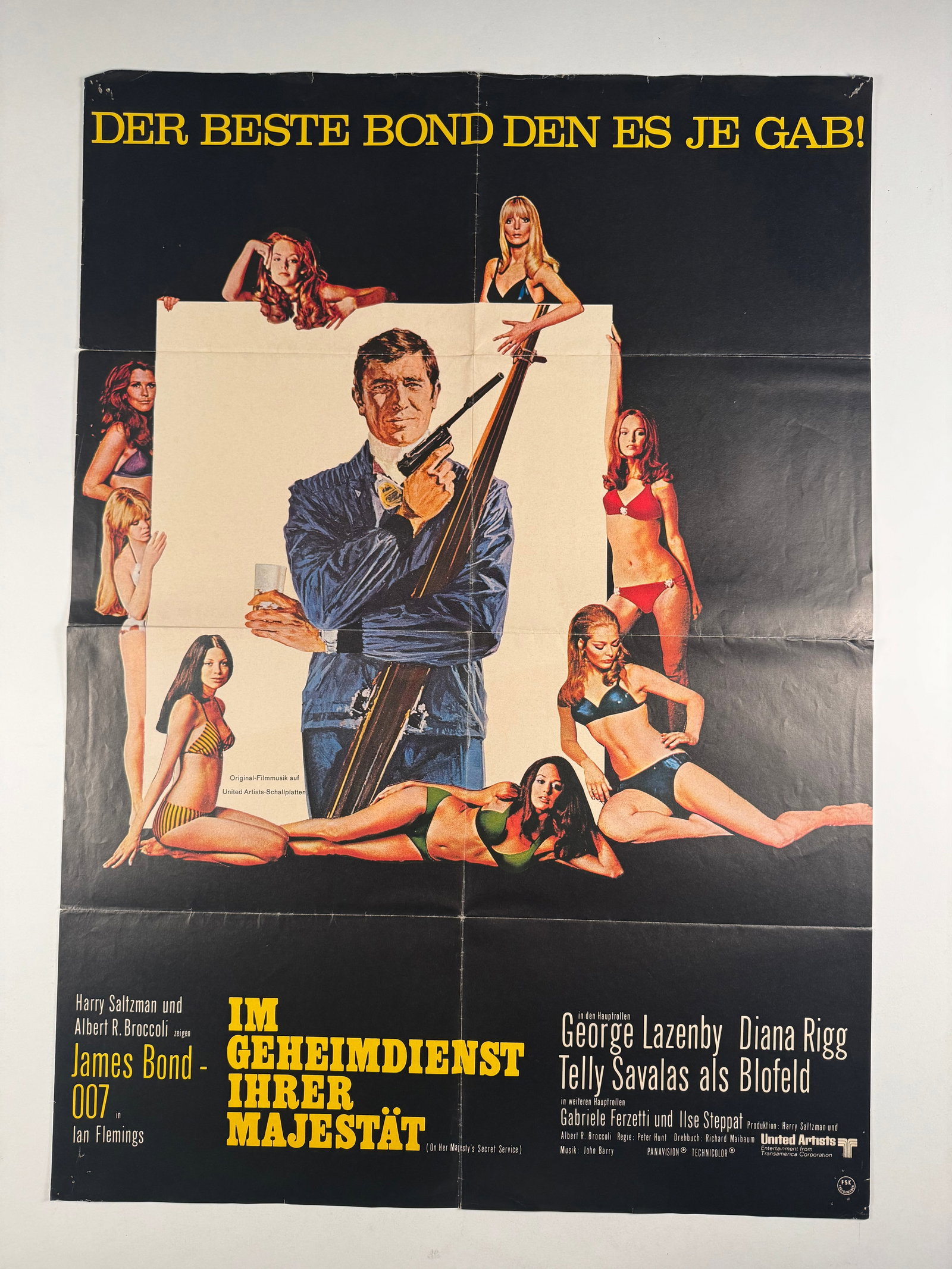 On Her Majesty’s Secret Service 1969 Folded German A1 Original Movie Poster 23x33: On Her Majesty's Secret Service is a 1969 spy film and the sixth in the James Bond series produced by Eon Productions. It is based on the 1963 novel by Ian Fleming. Following Sean Connery's decision t
