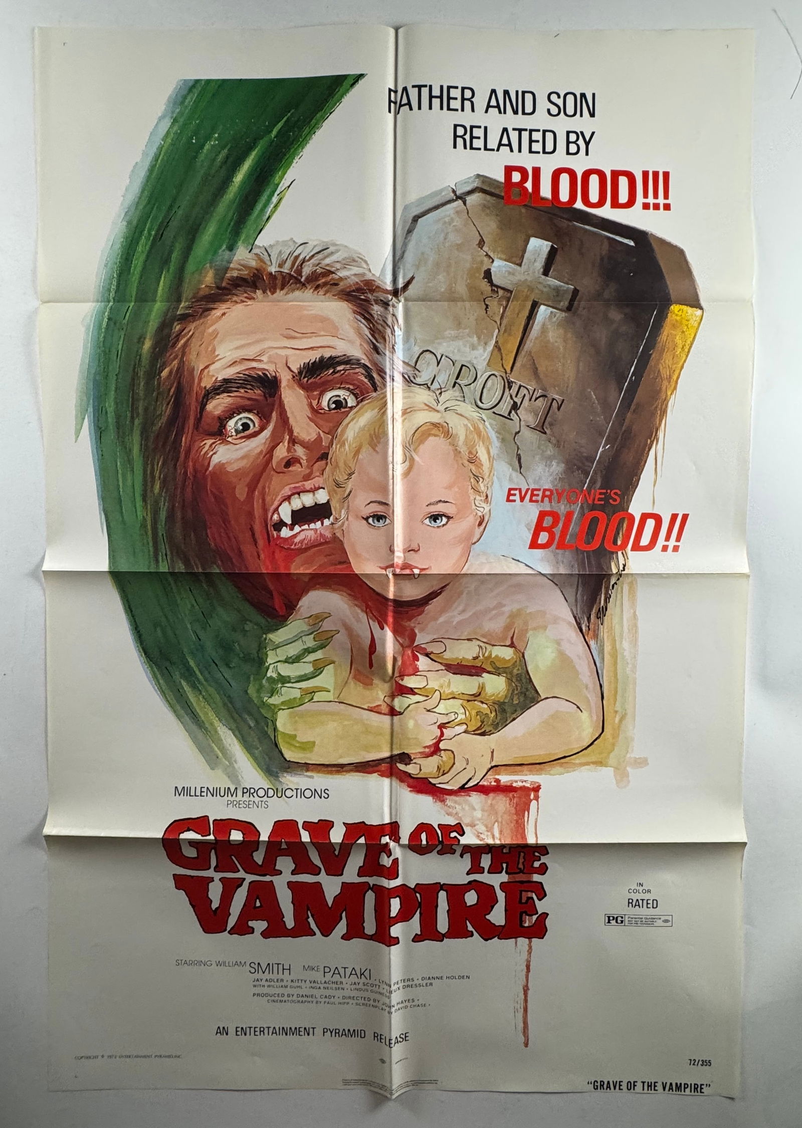 Grave of the Vampire 1972 Folded One Sheet Original Movie Poster 27"x41" John Hayes (1 of 2)
