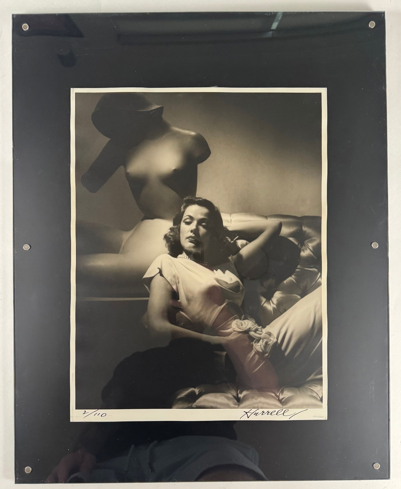 Rita Hayworth Portrait Signed and Numbered by George Hurrell 11x14 Original Print 16x20 Frame (1 of 4)