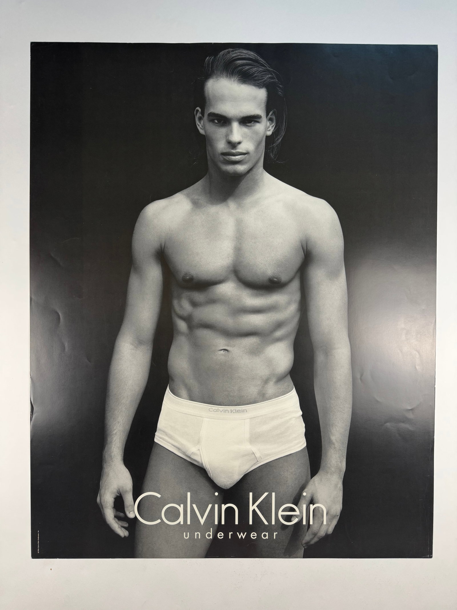Calvin Klein Male Model Underwear Original Poster 1990s 22x28 V2: Vintage original poster print of Calvin Klein male model in underwear from 1990s.