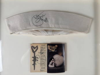 Cher Autograph Signed "Turn Back Time" Sailor Hat and Heart of Stone Cassette Framed