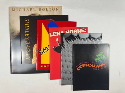 Lot of 6 Concert Programs Rolling Stones Barry Manlow Lena Horne Shirley Bassey Michael Bolton: Lot of 6 concert programs. Rolling Stones, Barry Manlow (2), Lena Horne, Shirley Bassey, and Michael Bolton.
