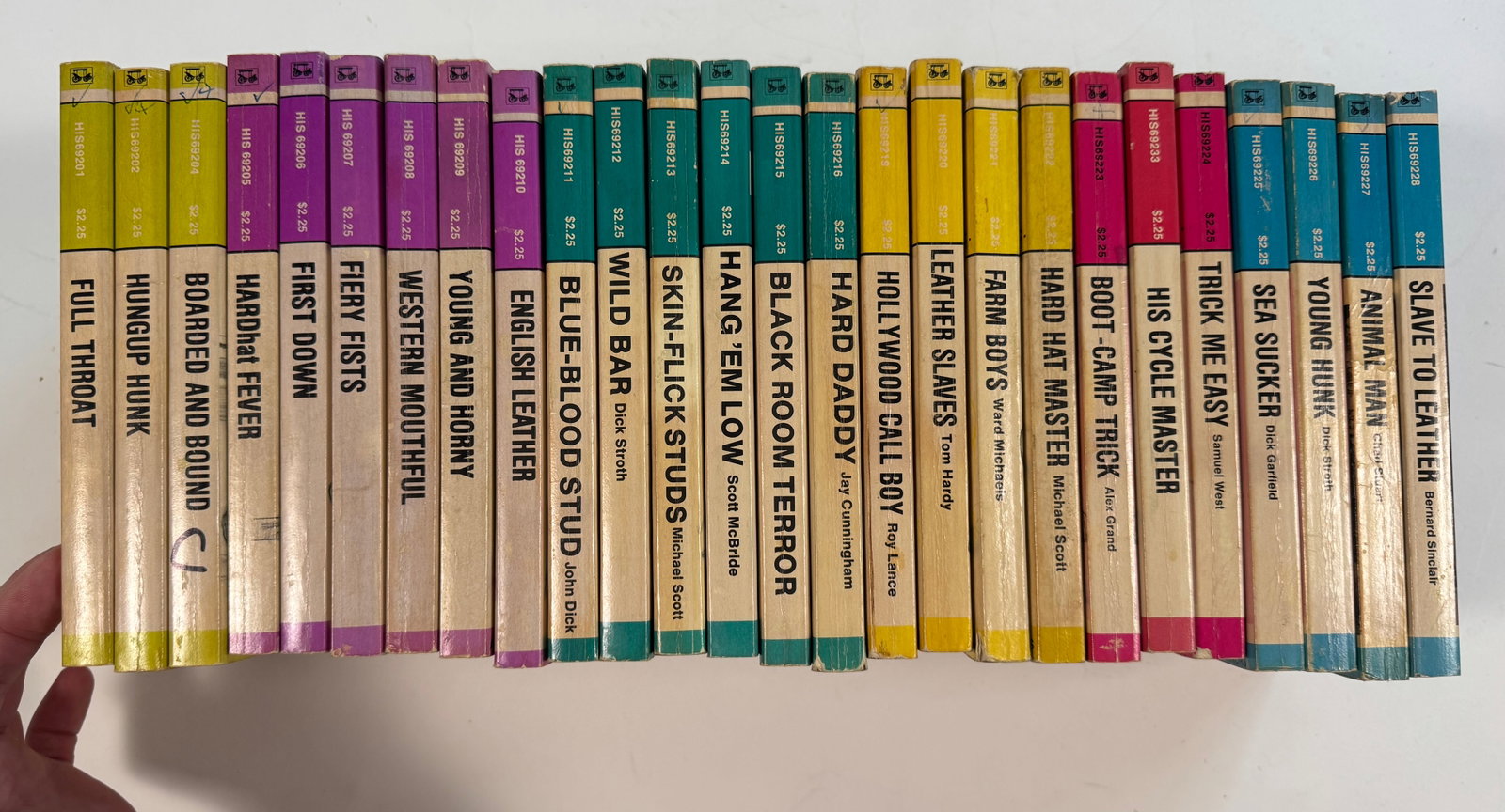 Lot of 26 HIS69 Gay Pulp Fiction Paperbook Books: 201 202 204 205 206 207 208 209 210 211 212 213 214 215 216 219 220 221 222 223 233 224 225 226 227 228