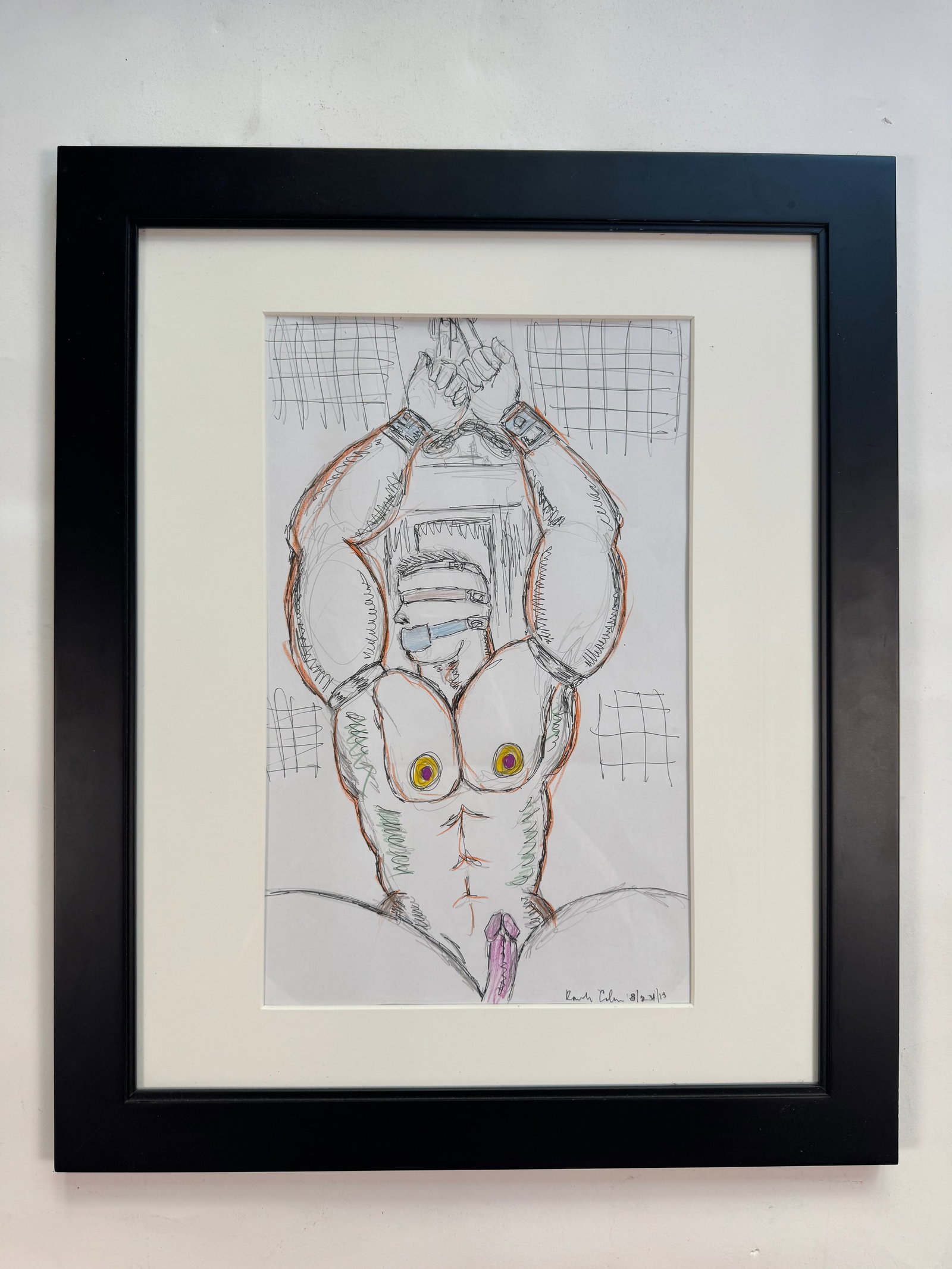 Randy Coleman 2013 Signed Pencil and Ink Drawing Mat Framed "Blindfold" 11x17 Frame 19x21: Randy Coleman was an artist and columnist for the San Francisco Bay Times. Coleman handcrafted each of the pieces for his “SF Sketch” column, often using just a sketchpad and pencil. He would 