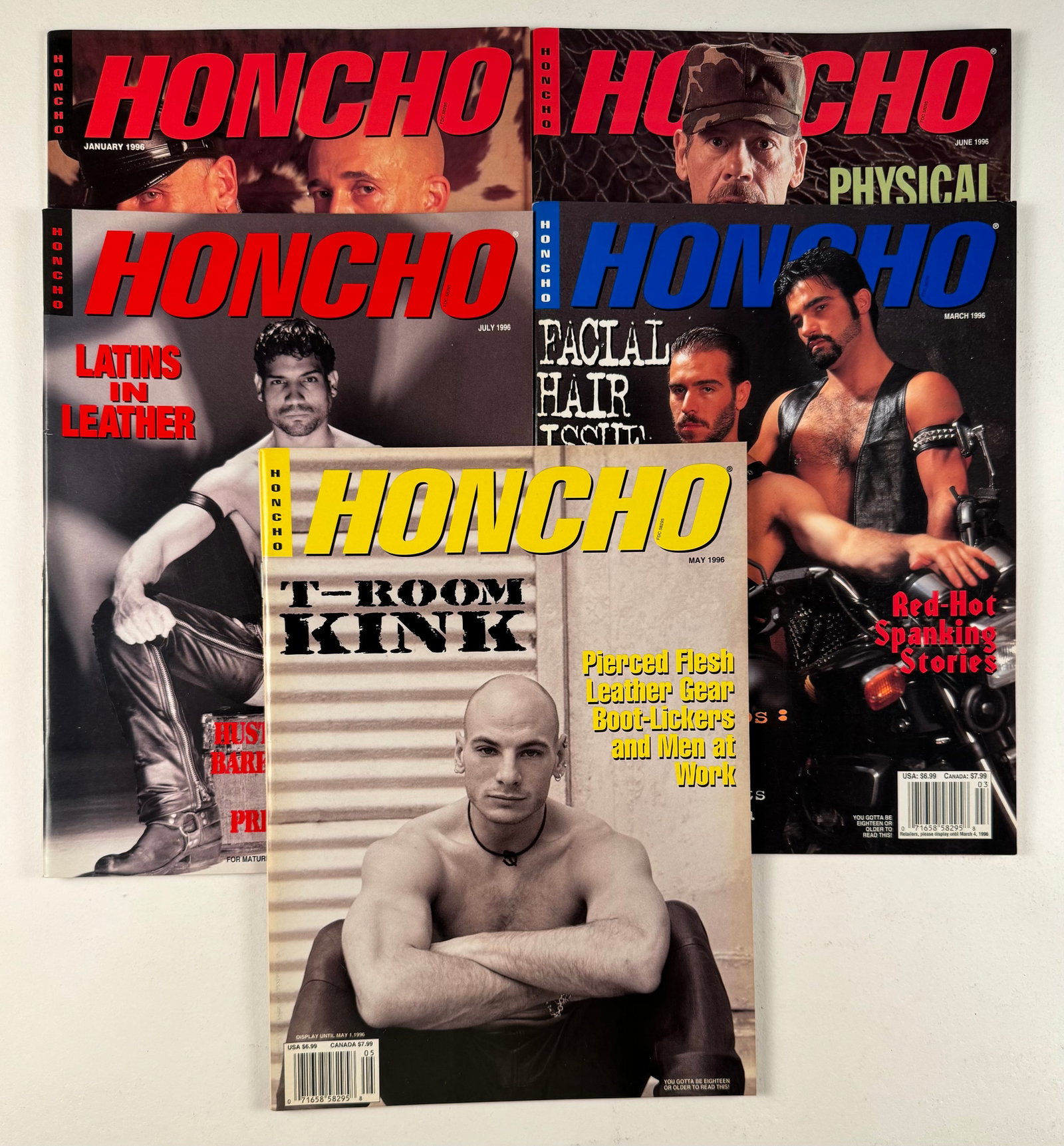 Honcho Lot of 5 from 1996 - Gay Interest Magazine: January, March, May, June, July 1997