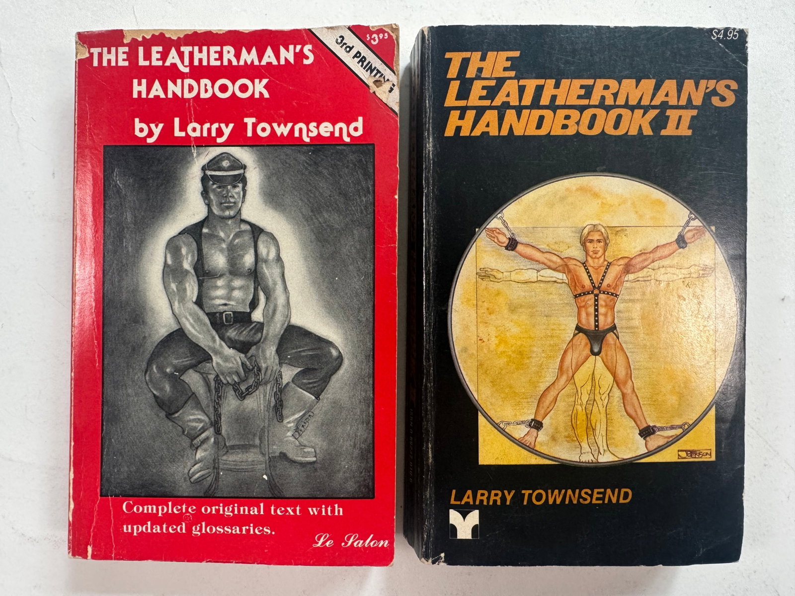 Lot of 2 Gay Interest Books - Leatherman's Handbook 1 and 2 by Larry Townsend: These are all extremely rare Larry Townsend publications from the 1970s. While the exteriors have some wear as photographed, the contents are in Good/Very Good Condition