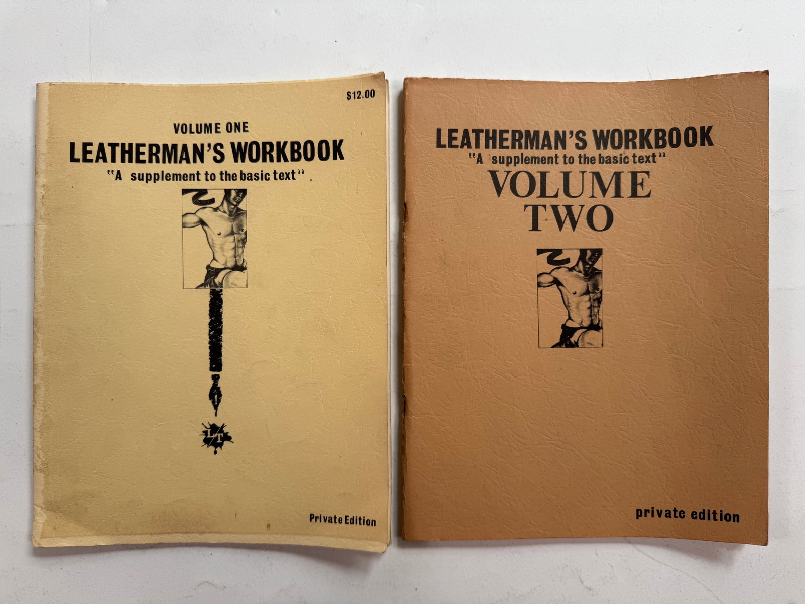 Lot of 2 Gay Interest Publications - Leatherman's Workbook 1 and 2 by Larry Townsend: These are all extremely rare Larry Townsend publications from the 1970s. While the exteriors have some wear as photographed, the contents are in Good/Very Good Condition