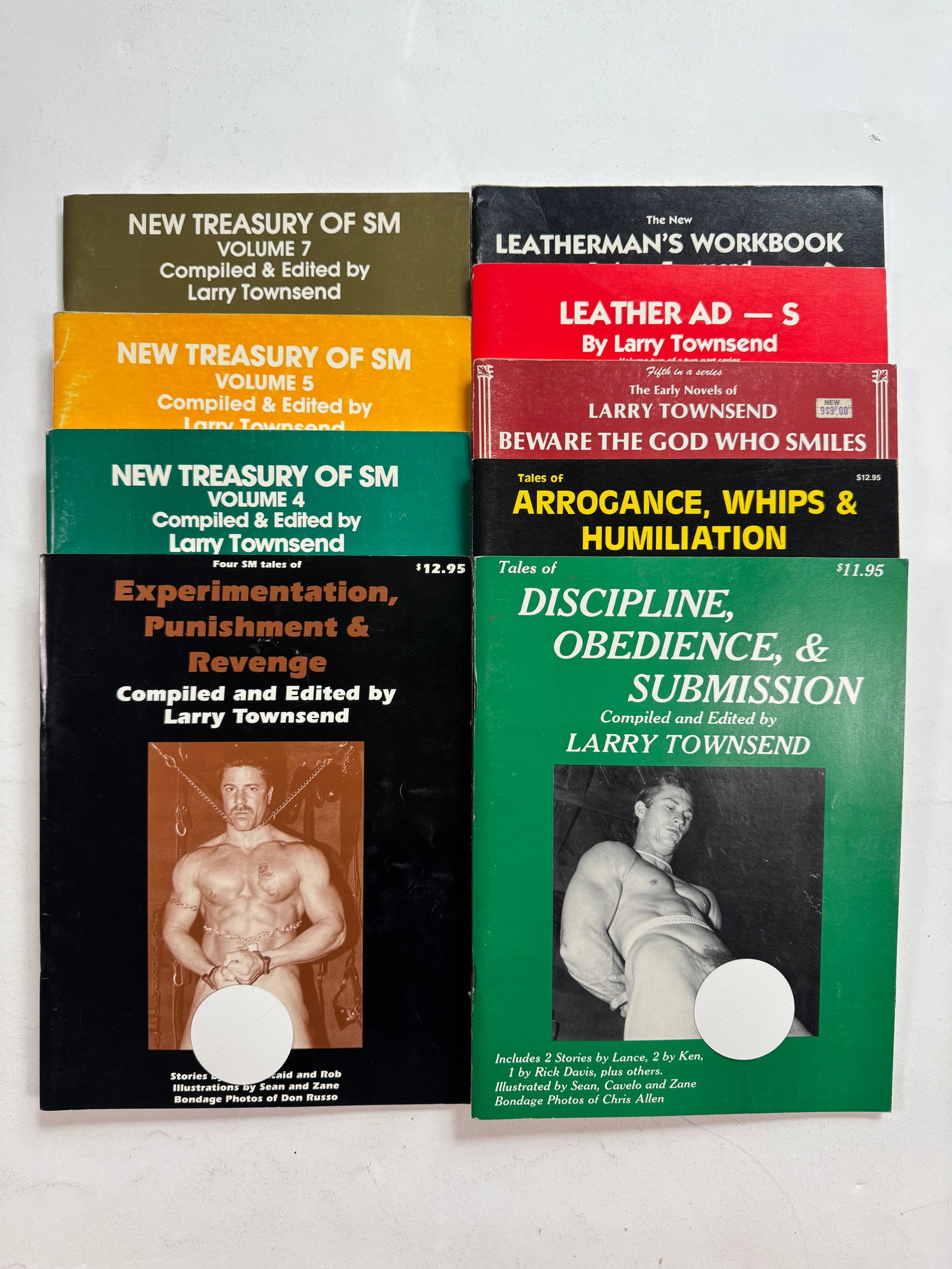 Lot of 9 Larry Townsend SM S&M Bondage Softcover Publications: NEW TREASURY OF SM VOLUME 7 - NEW TREASURY OF SM VOLUME 5 - NEW TREASURY OF SM VOLUME 4 - Four SM tales of Experimentation, Punishment & Revenge - The New LEATHERMAN'S WORKBOOK - LEATHER AD - S - The 