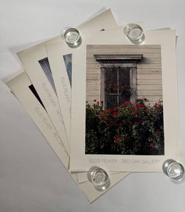 Lot of 4 Ellis Felker Red Oak Gallery 16"x24" Geraniums 1988 Big Sur 1991 Cat 1988 Forest Falls 1991: Lot of 4 posters found at an estate sale.