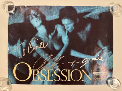 Signed Calvin Klein 1988 Obsession Cologne Poster 22"x28": Note: we do not authenticate.