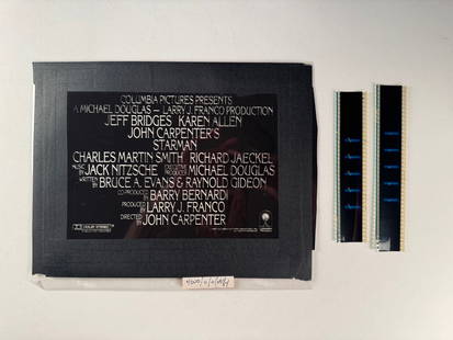 Starman 1984 John Carpenter Trailer Original Production Title Treatment Assets 35mm Transparencies: These original production assets were part of the trailer title sequences for John Carpenter's "Starman" from 1984 starring Jeff Bridges and Karen Allen. The lot of 3 includes the transparent card