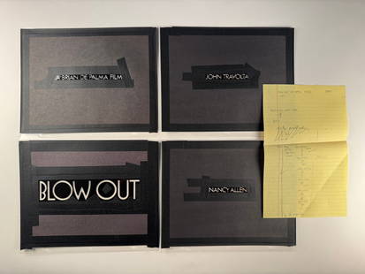 Blow Out 1981 Brian De Palma Trailer Original Production Title Treatment Assets Transparencies: These original production assets were part of the unused title sequences for Brian De Palma's "Blow Out" from 1981 starring John Travolta, Nancy Allen, John Lithgow and Dennis Franz. The lot of 5