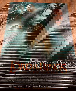 Lord of the Rings: The Two Towers Original Vinyl Movie Poster Style A - Single Sided: The Lord of the Rings: The Two Towers is a 2002 epic high fantasy adventure film directed by Peter Jackson. It features an ensemble cast including Elijah Wood, Ian McKellen, Liv Tyler, Viggo