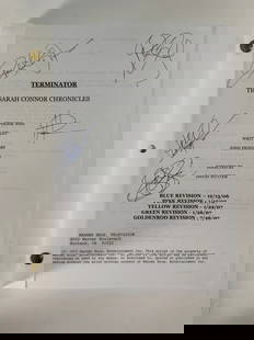 Original Cast Signed Script for Terminator Sarah Connor Chronicles, "Pilot" 2007: Not sure of every signature butthis is the cast from the pilot: Lena Headey: as Sarah Connor - Thomas Dekker: as John Connor - Summer Glau: as Cameron - Richard T. Jones: as James Ellison - Owain Yeom
