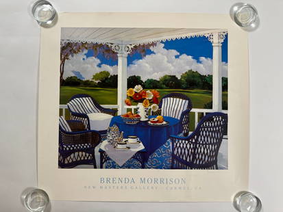 Brenda Morrison 1987 Signed Exhibit Poster from New Masters Gallery Carmel California 26.5"x24": Brenda Webber Morrison was born in Wallasey, England. Growing up there, she received a scholarship to study art at the Bournesmouth College of Art, and the London School of Art. She specializes in oil