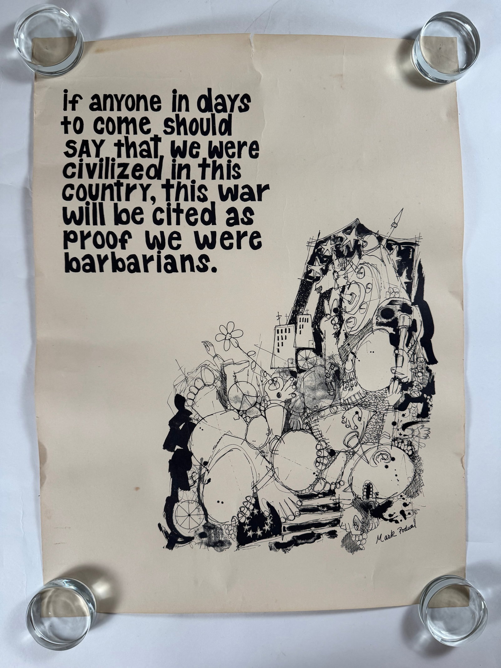 Original Mark Podwal Anti-War Protest Poster 1960s, 18.5"x25" (1 of 5)