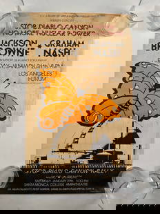 A Benefit Concert Poster - Stop Diablo Canyon No More Nuclear Power Jackson Browne Graham Nash 13x23: A Benefit Concert Stop Diablo Canyon No More Nuclear Power Jackson * Graham Browne Nash - In Support Of Alliance For Survival - Friday, January 26th 8 Pm - Los Angeles Forum - Stop Diablo Canyon Rally