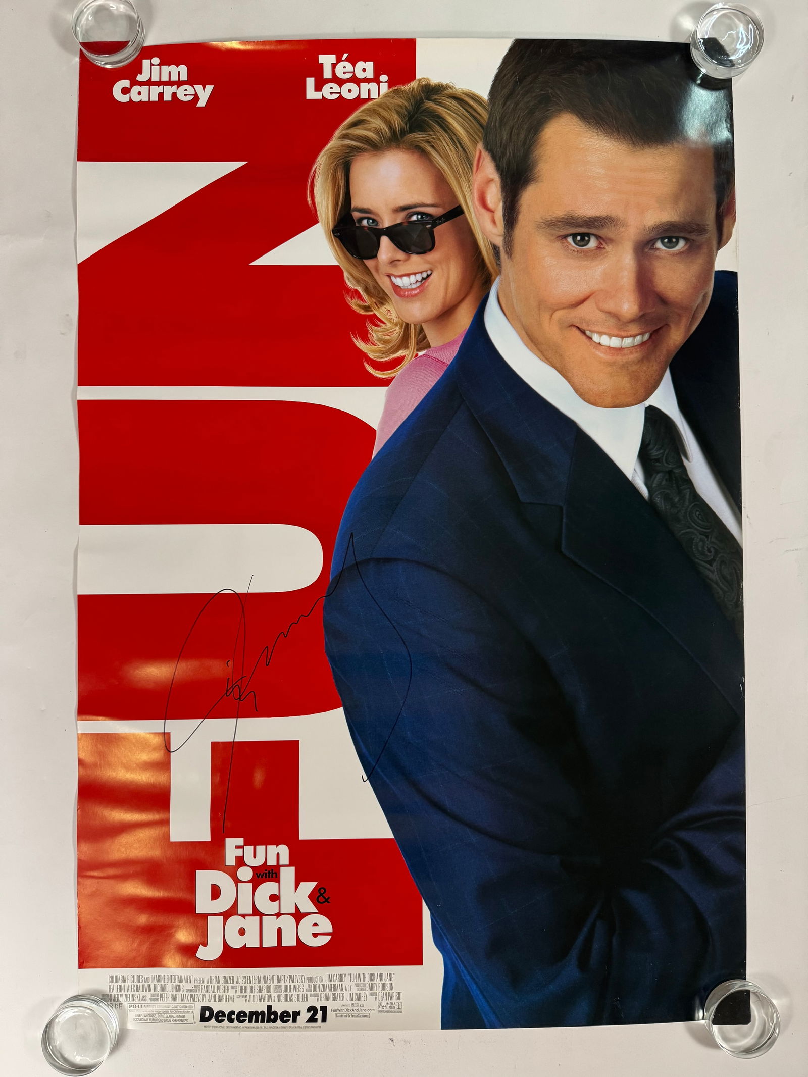 Fun with Dick and Jane 2005 Autograph Signed Original Poster by Jim Carrey 27x40 (1 of 4)