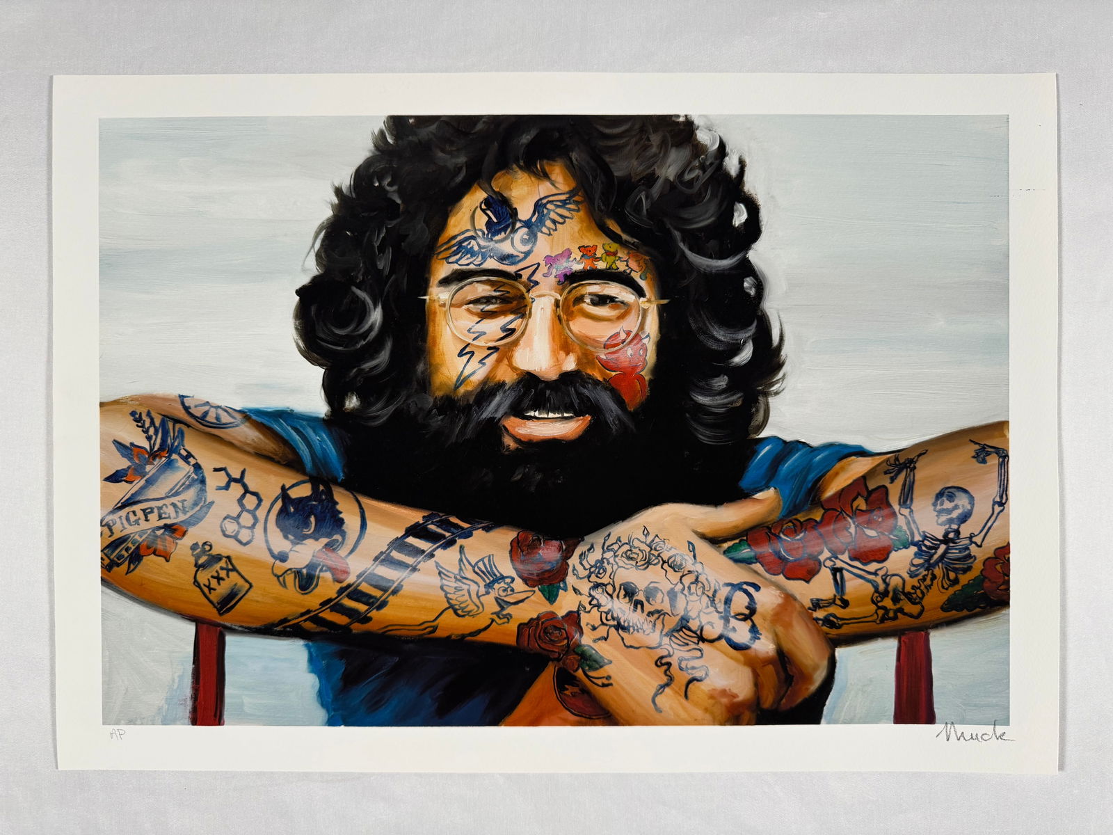 Jerry Garcia by Jules Muck Original Artists Proof Signed Print, 20"x14": Jules Muck’s work has been featured in numerous books, including Broken Windows and Burning New York by Karla and Jim Murray, Graffiti Women by Nicholas Ganz, Cey Adams’ The Art and Design of Hip
