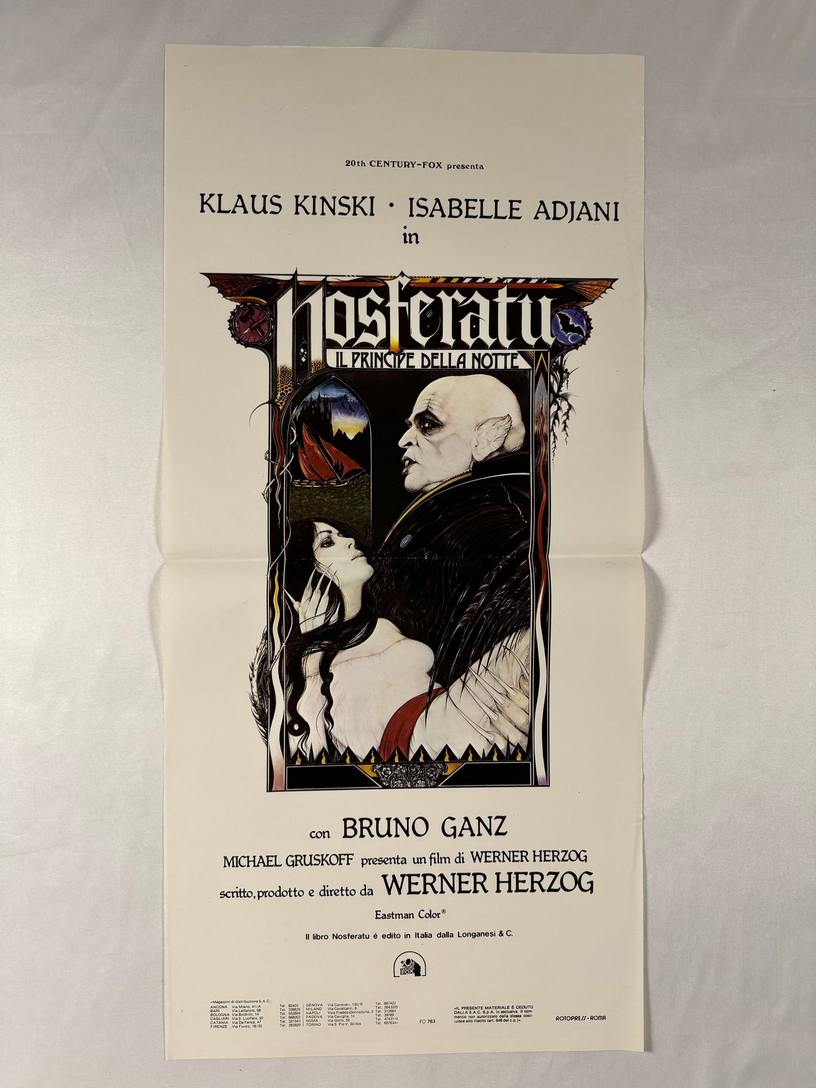 Nosferatu The Vampyre 1979 Original Italian Locandino Folded Movie Poster Presented by Werner Herzog (1 of 5)