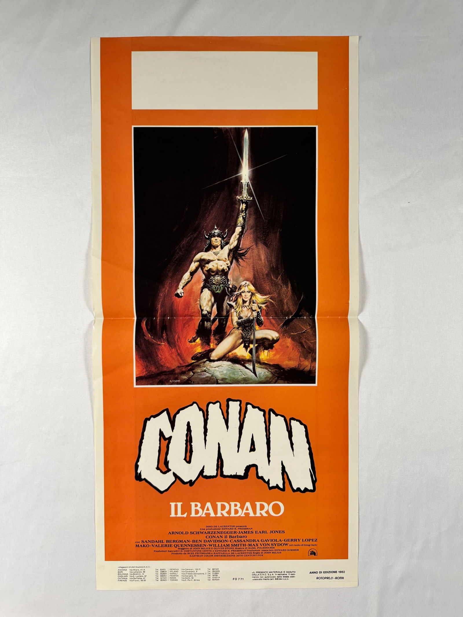 Conan The Barbarian Original Italian Folded Movie Poster 13"x27.5" Arnold Schwarzenegger (1 of 6)