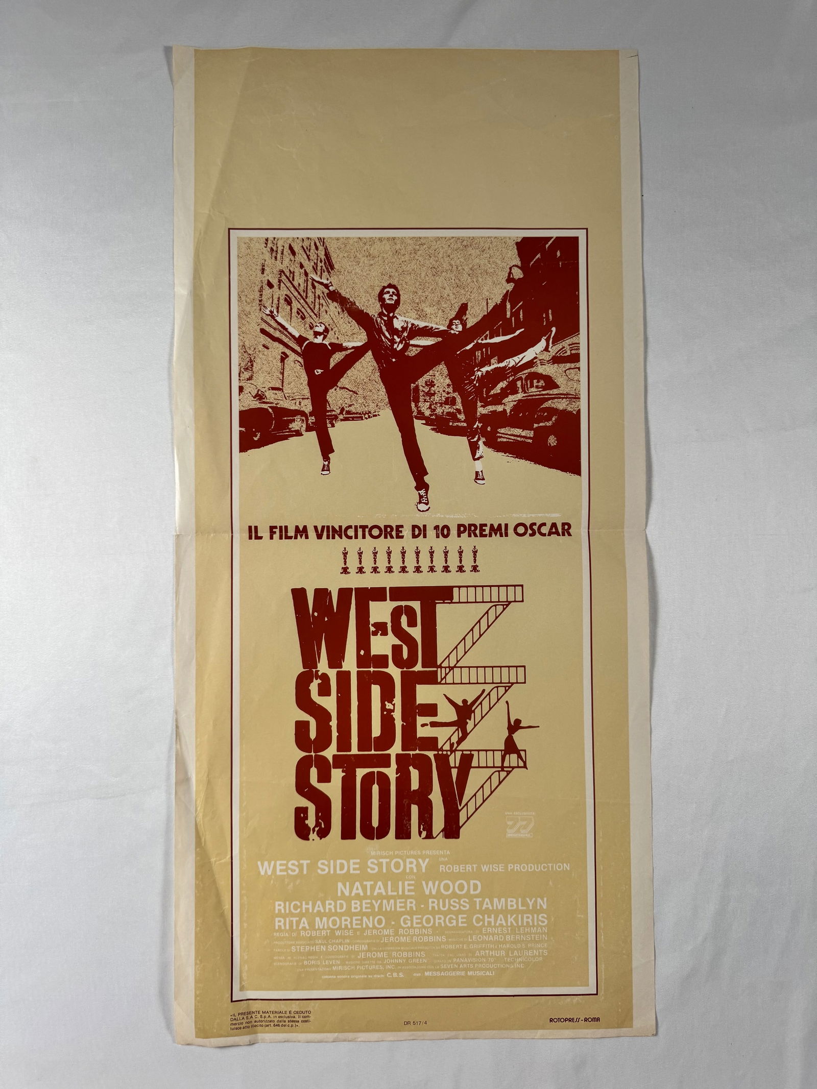 West Side Story Original Italian Folded Movie Poster 13"x27.5" Natalie Wood Rita Moreno (1 of 6)