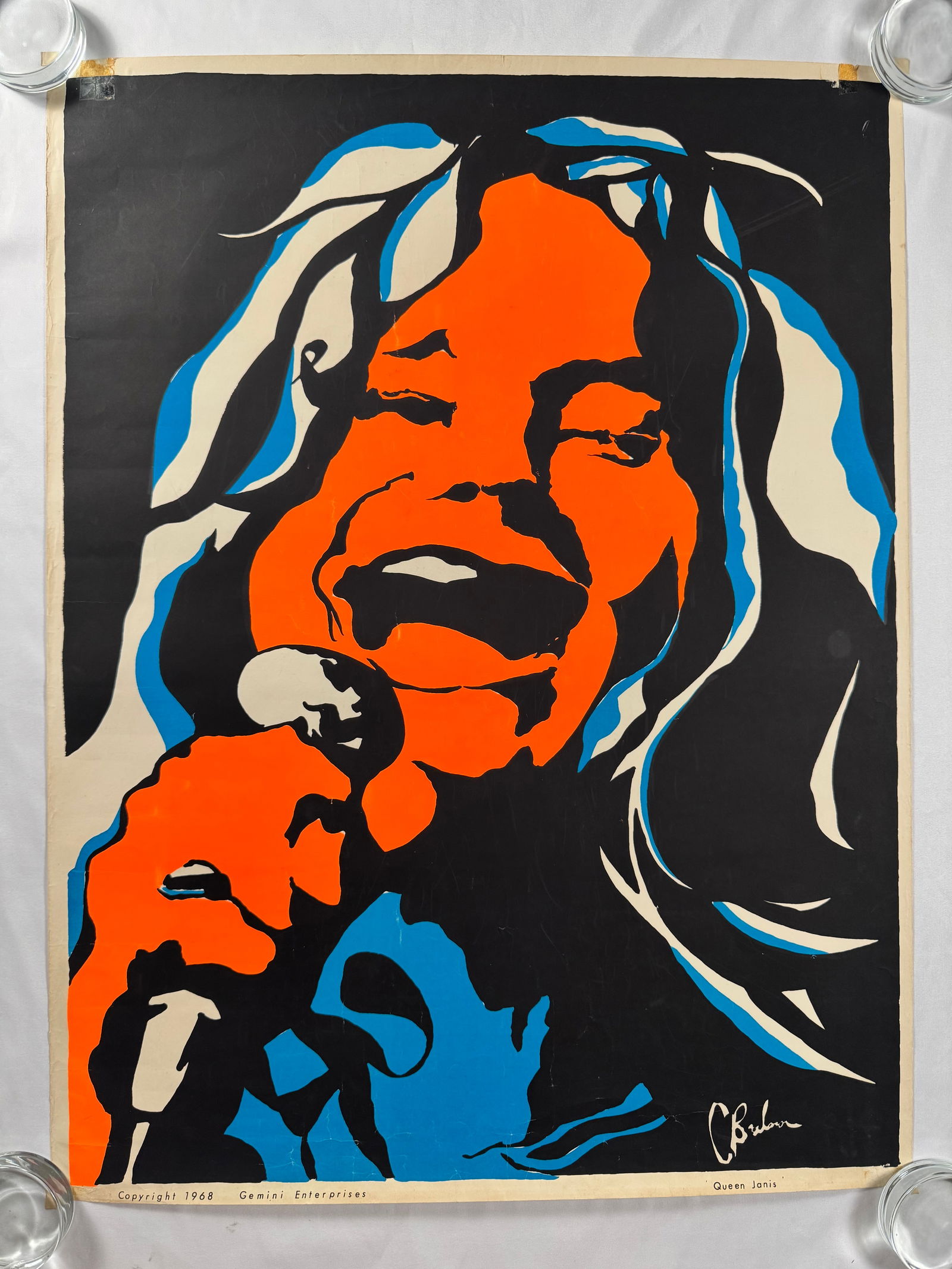Janis Joplin 1968 Vintage Blacklight Poster 22x29 (1 of 5)