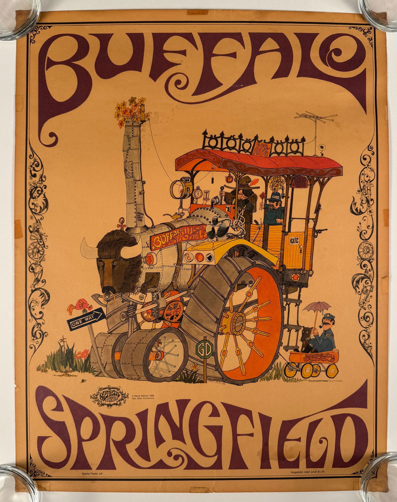 Original Vintage Buffalo Springfield 1968 Sparta Graphics Schiller Authentic Unfolded Poster 17x22 (1 of 12)