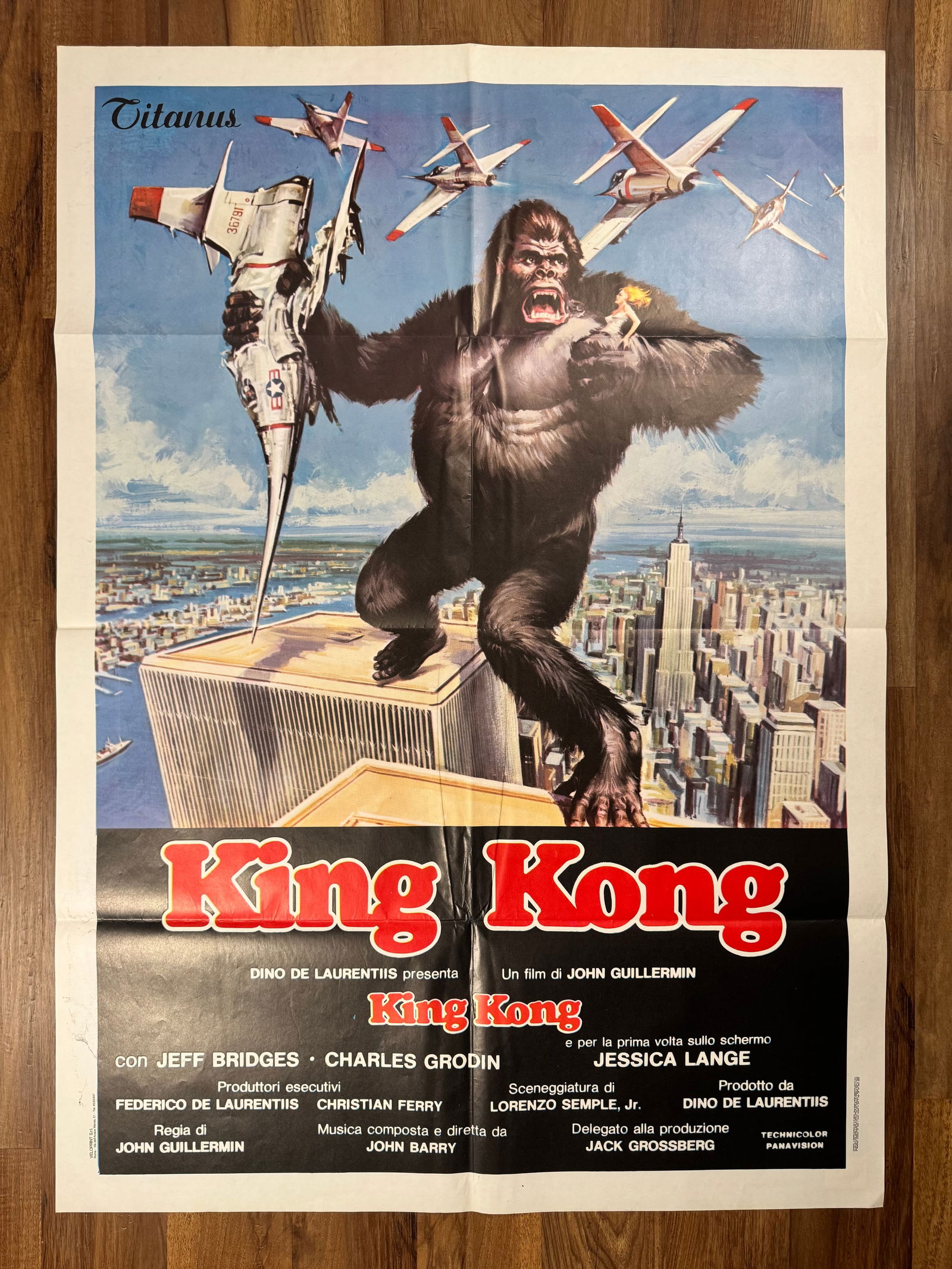 King Kong Original 2 Fogli Italian 1P Folded Movie Poster 39"x55" Jessica Lange (1 of 5)