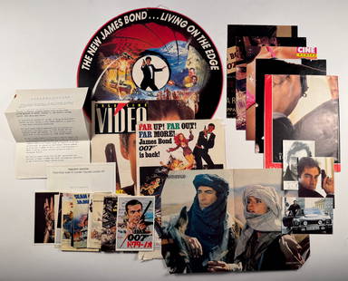 Lot of James Bond 007 Memorabilia - Postcards Poster Promotional License to Kill Living Daylights: Lot of various titles of James Bond memorabilia, mostly from around the License to Kill and Living Daylights Era.