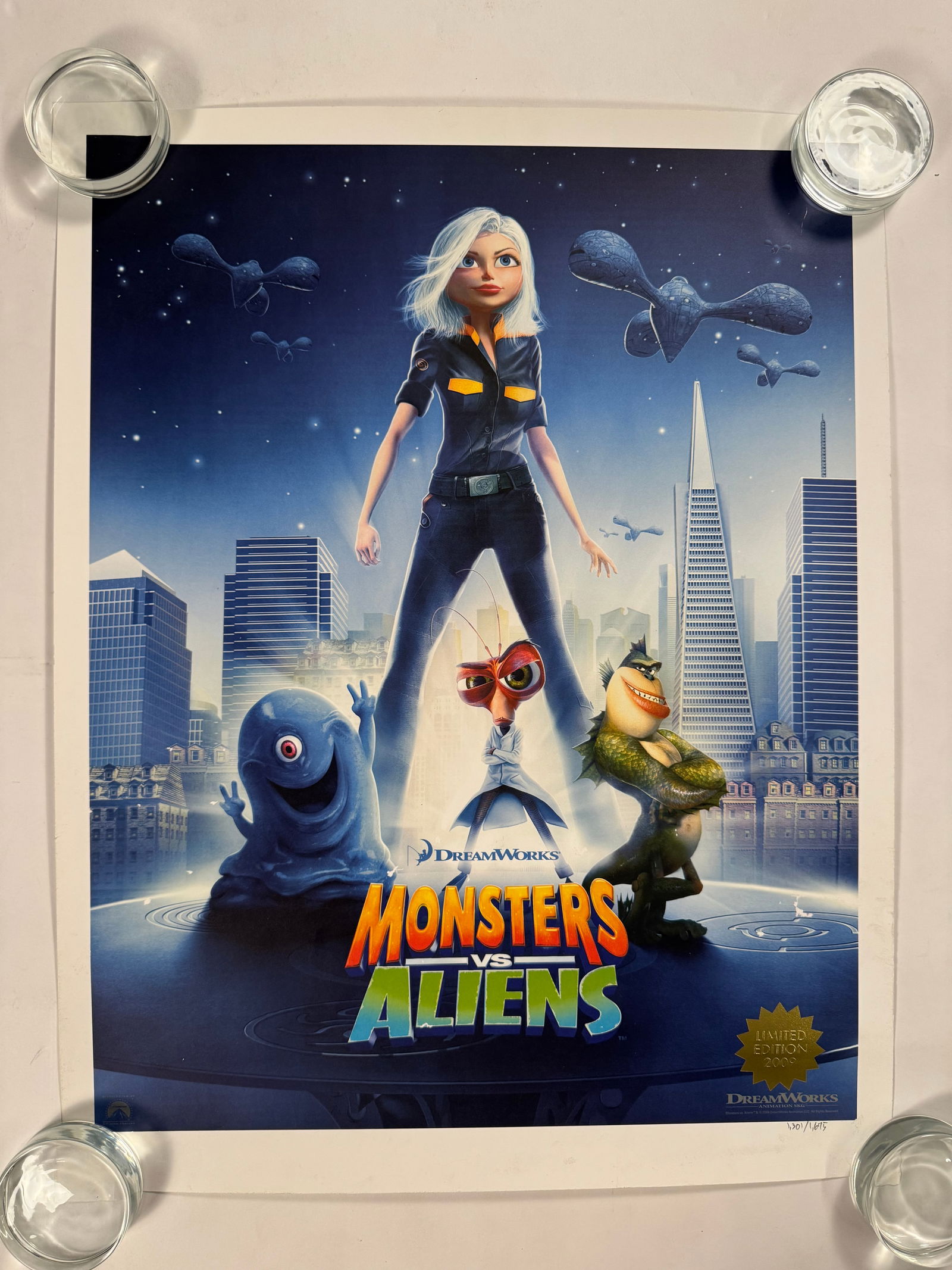 Monsters vs Aliens Limited Edition Poster Numbered 1301/1675 Poster 17.5x22.5 (1 of 5)