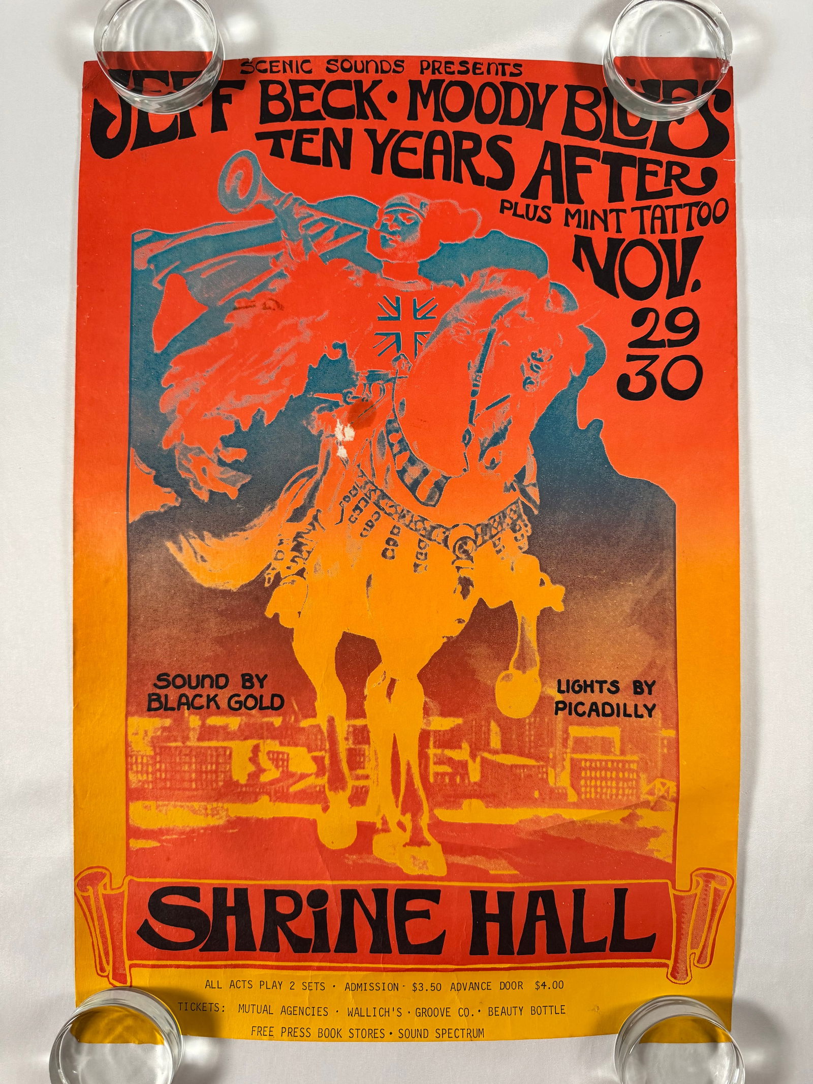 Jeff Beck Moody Blues Ten Years After 1968 Original Concert Poster, 15.5"x22.5 (1 of 8)