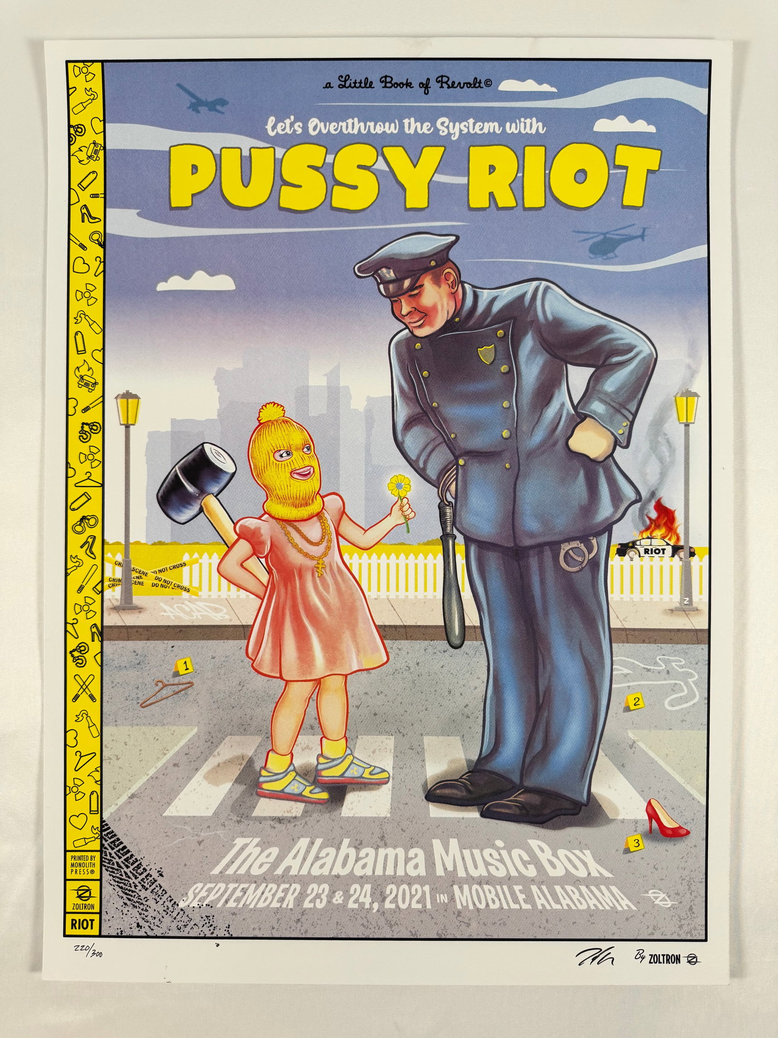 Pussy Riot in Mobile Alabama 2021 by Zoltron Signed 220/300 Original Concert Poster: Ships Flat