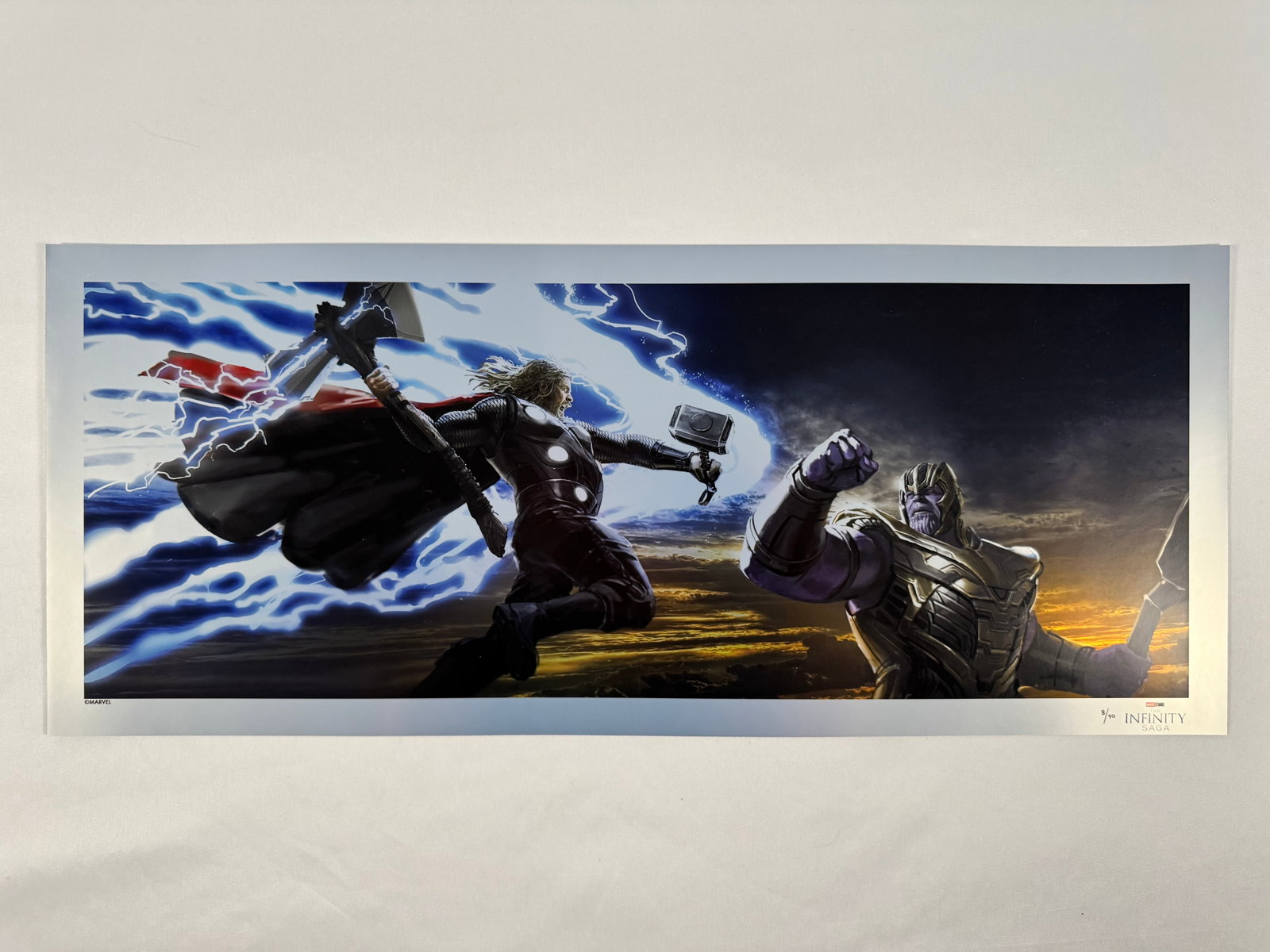 Marvel Studios - Thor Thanos Limited Edition Numbered 8/90 24x10 Metallic Foil: Ships Flat