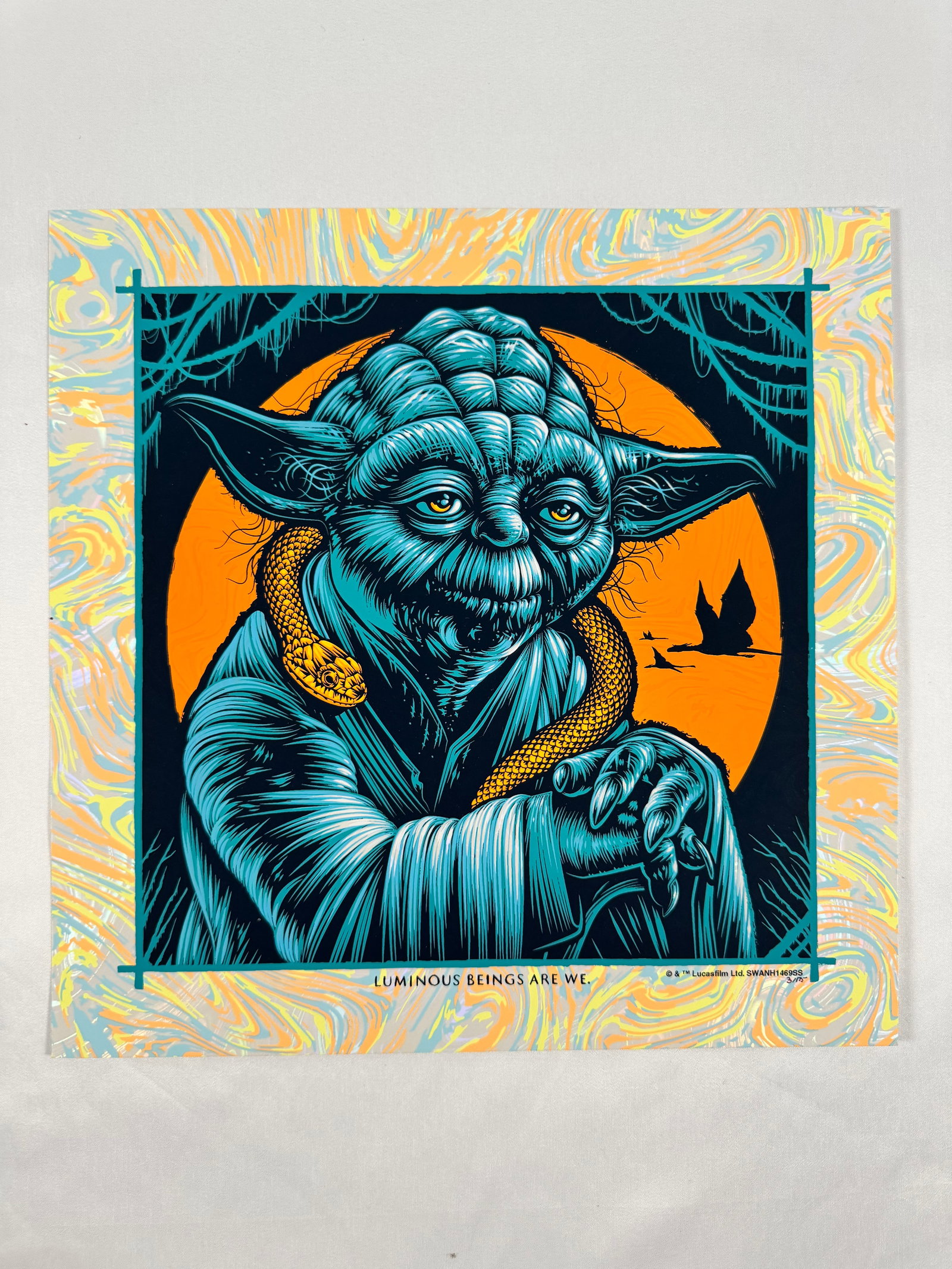 Master Yoda by Todd Slater 3/175 with COA Foil Variant 11.5x11.5: Ships Flat