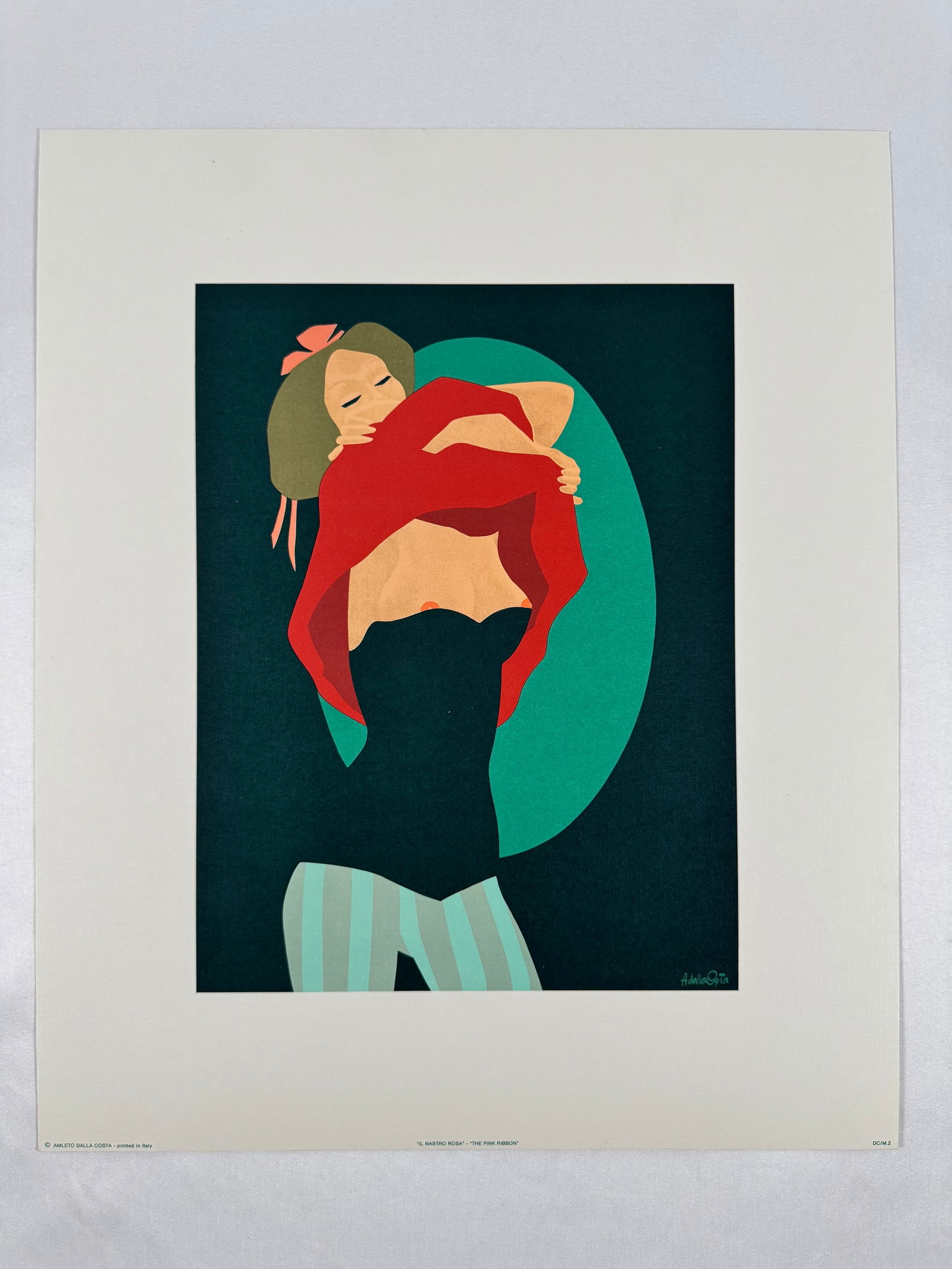 "The Pink Ribbon" by Amleto Dalla Costa Original Italian Print, 12.5"x15 (1 of 5)