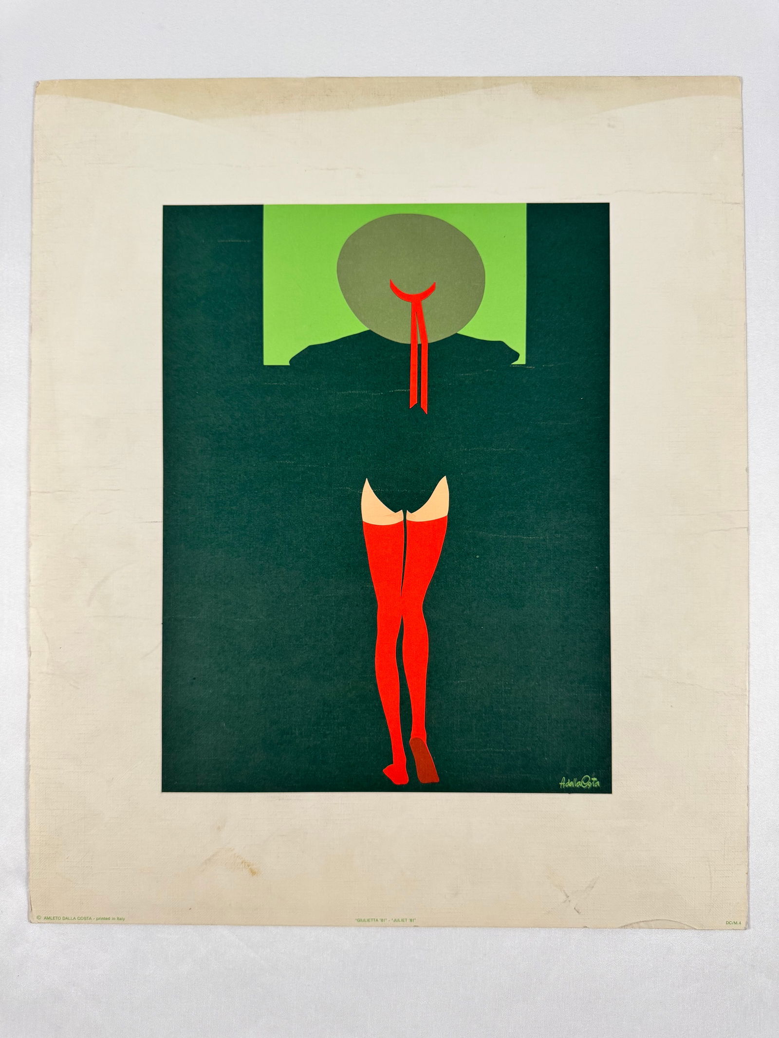 "Juliette '81" by Amleto Dalla Costa Original Italian Print, 12.5"x15: Amleto dalla Costa is an Italian artist best known for his flat, figurative paintings and silkscreen prints of women that directly reference art history. Born in 1929 in Milan, Italy, Costa's composit