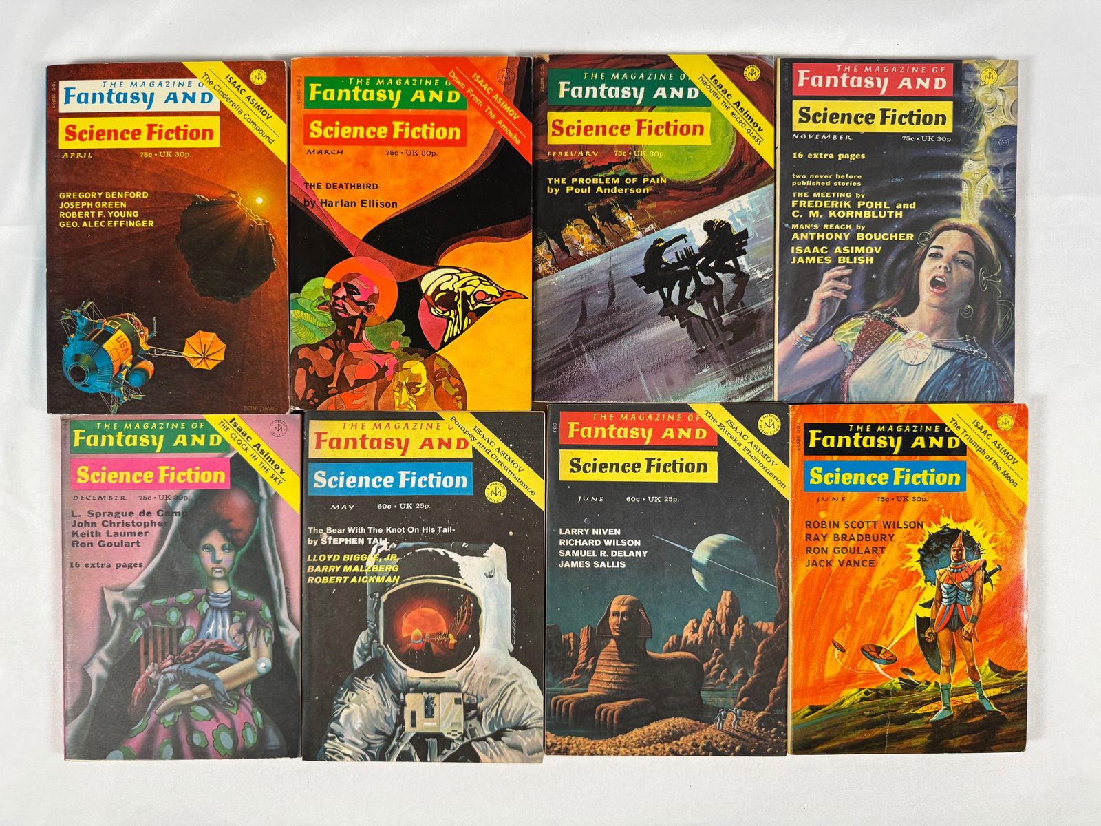 Lot of Fantasy and Science Fiction Pulp Digest Magazine Readers 1950s 1960s 1970s (1 of 2)