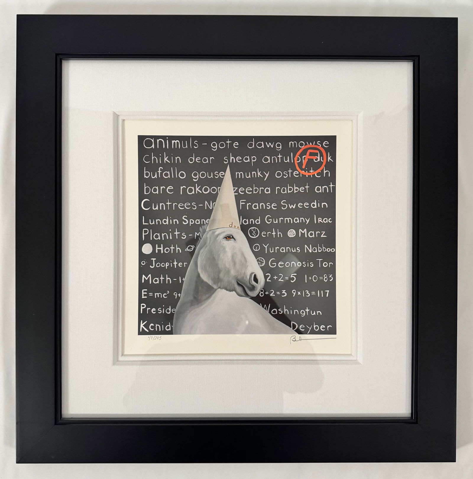 Dumb Ass by Deyber Handcrafted Lithograph Signed Numbered 47/275 Framed with COA 10.5x10.5" (1 of 7)