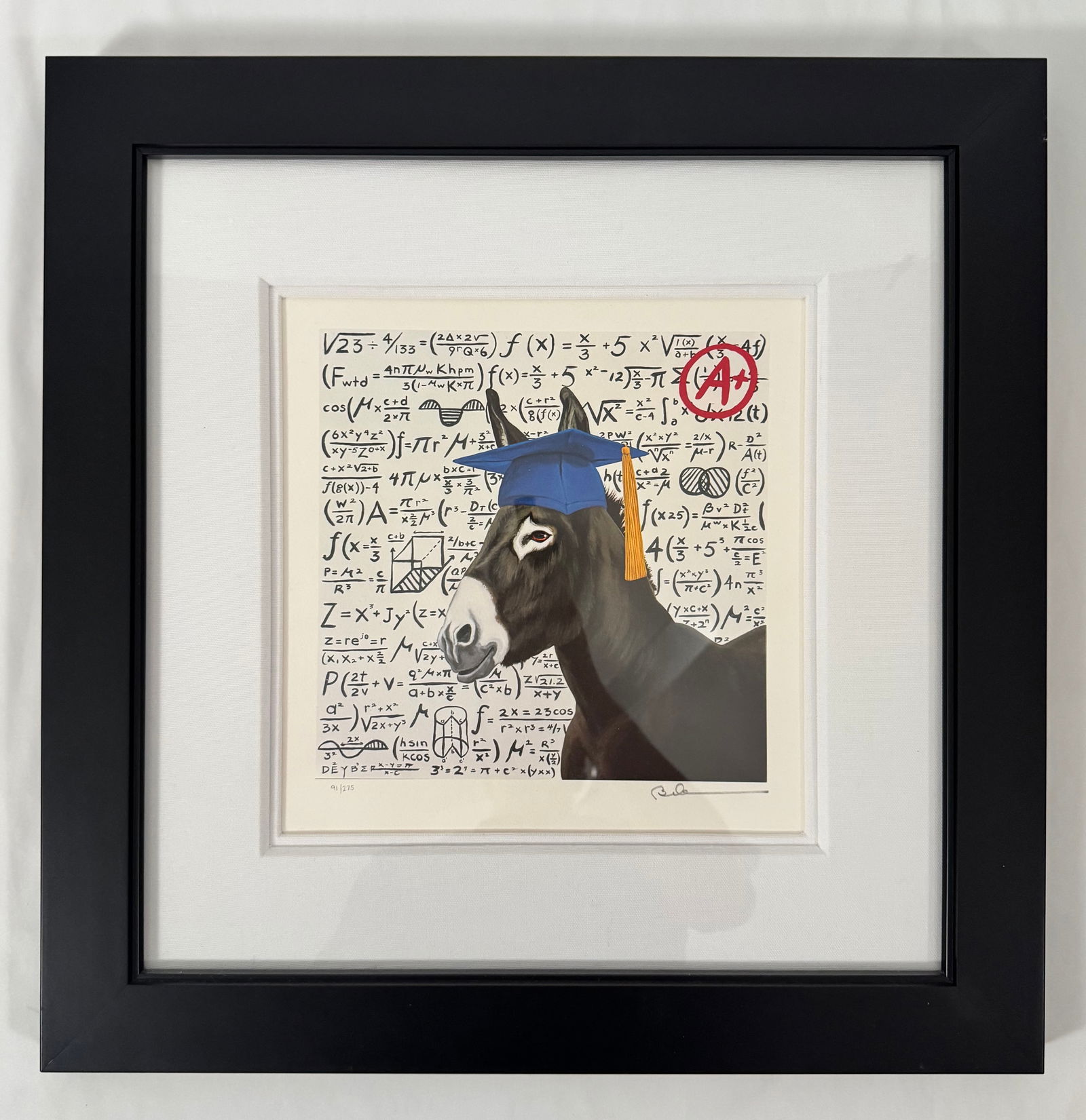 Smart Ass by Deyber Handcrafted Lithograph Signed Numbered 91/275 Framed with COA 10.5x10.5" (1 of 7)