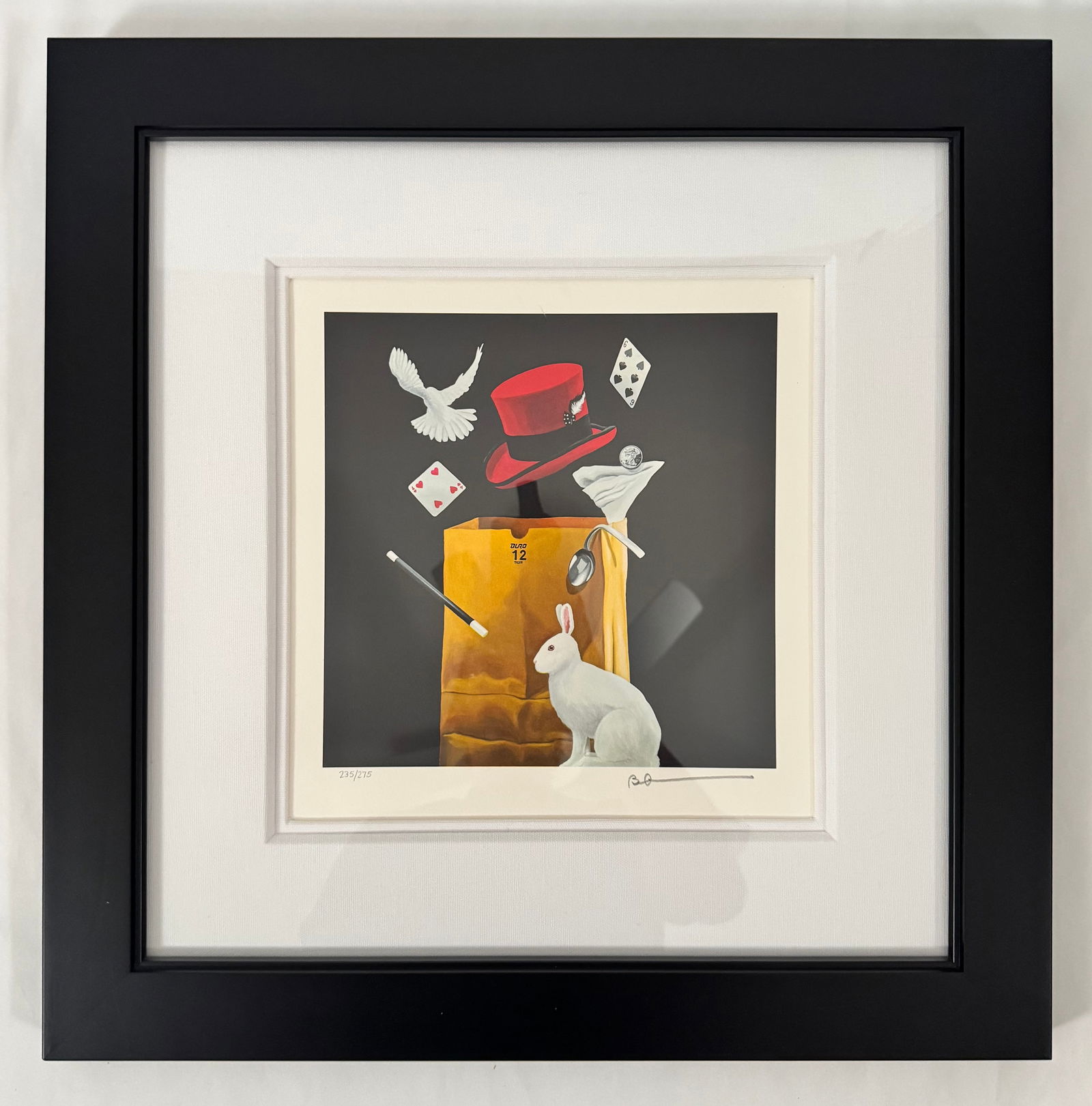 Bag of Tricks 2 by Deyber Handcrafted Lithograph Signed Numbered 235/275 Framed with COA 10.5x10.5" (1 of 7)