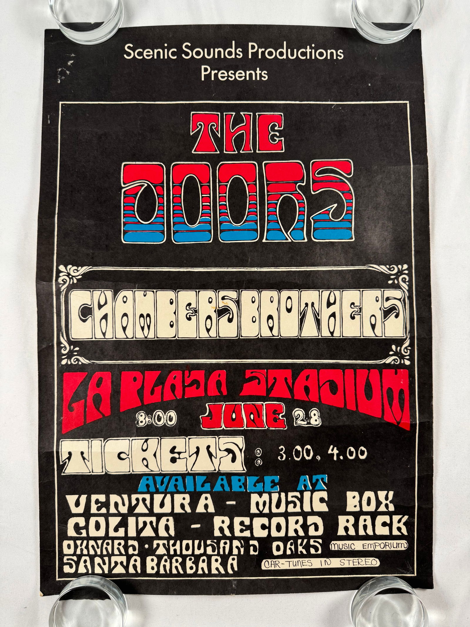 The Doors Original Santa Barbara La Playa Stadium Concert Poster Scenic Sounds, 1968 First Printing (1 of 6)