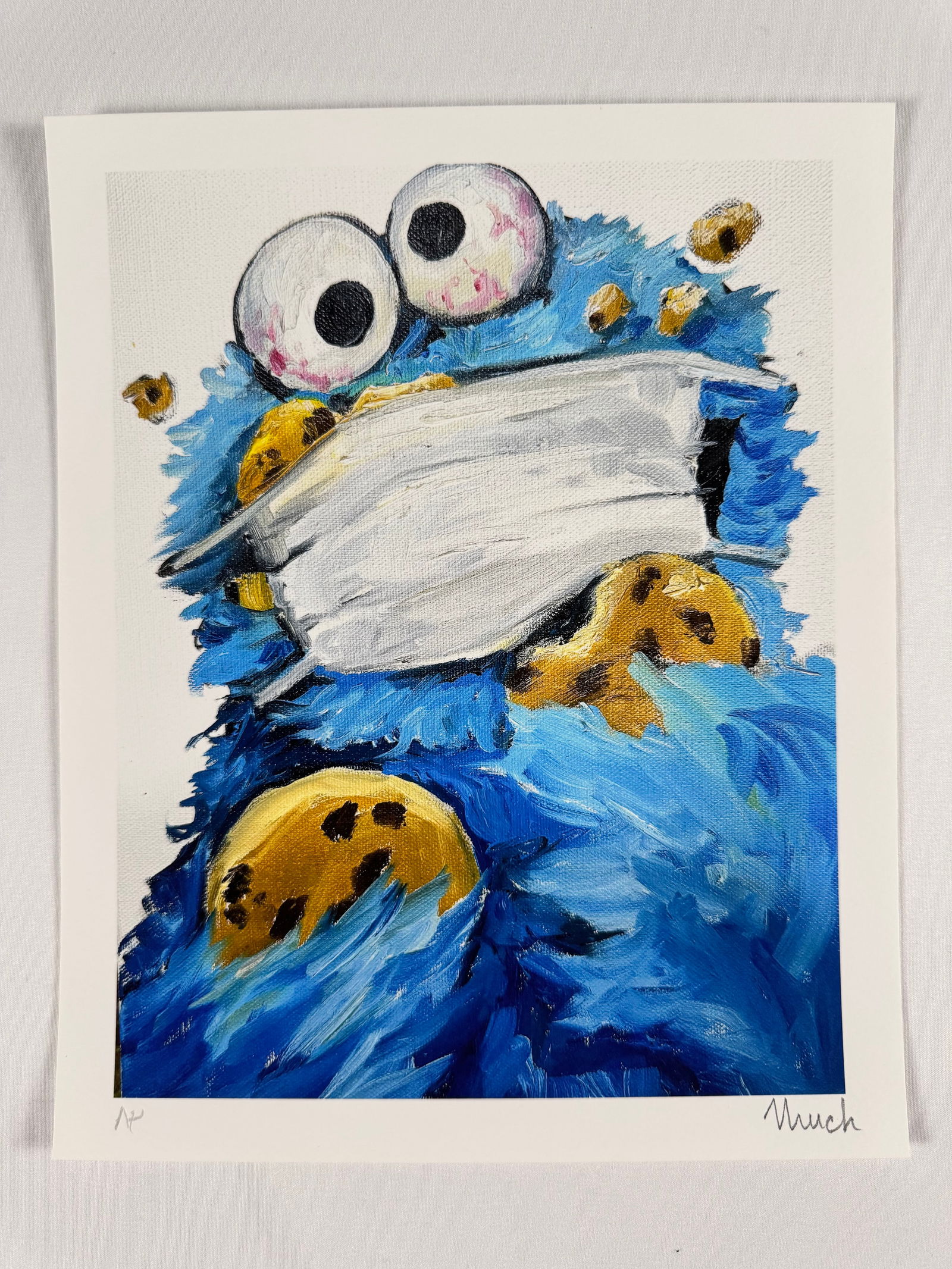 Cookie Monster Mask by Jules Muck Original Limited Edition Signed Print 8x10 (1 of 5)