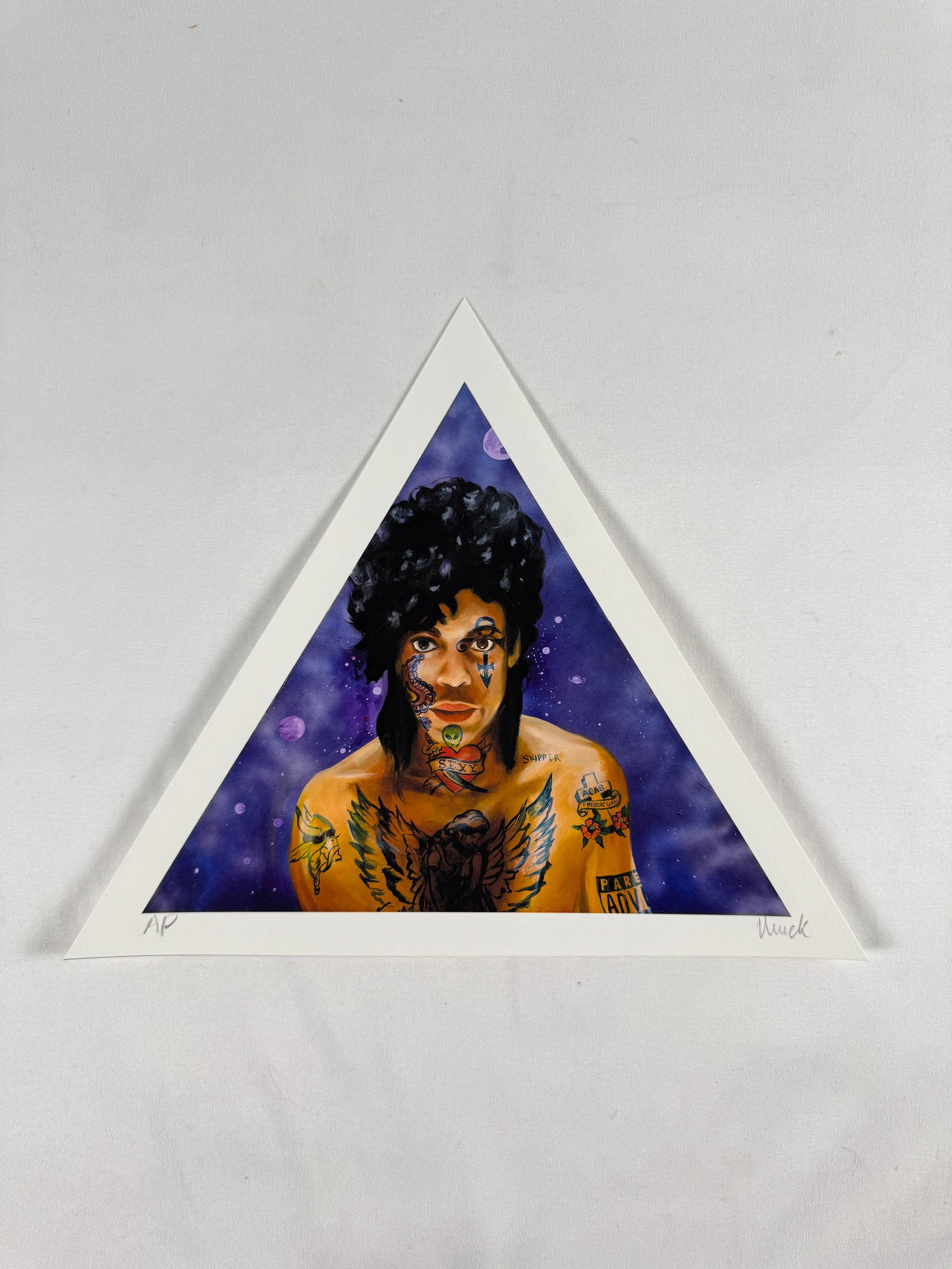 Prince by Jules Muck Original Limited Edition Signed Triangular Print 11x11x11 (1 of 4)