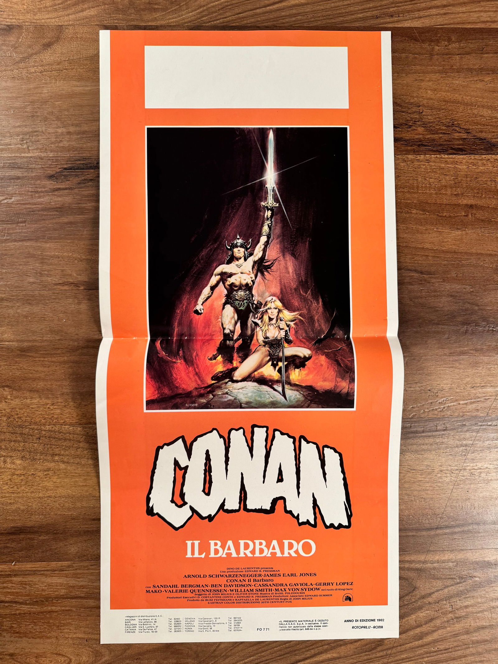 Conan The Barbarian 1982 Italian Locandino Folded Movie Poster 13"x27.5" (1 of 5)