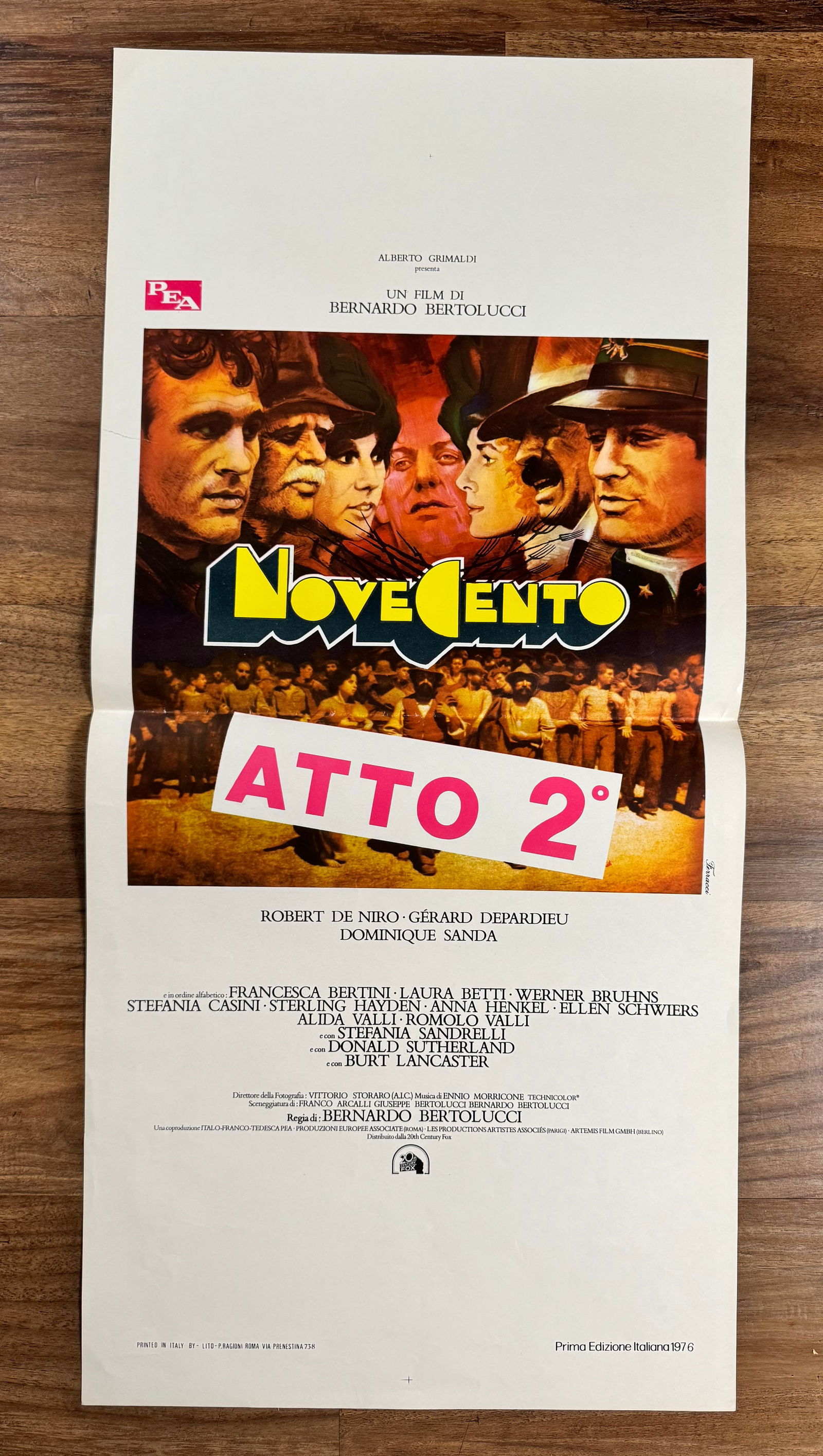 1900 Novecento 1976 Italian Locandino Folded Movie Poster 13"x27.5": 900 (Italian: Novecento, "Twentieth Century") is a 1976 epic historical drama film directed by Bernardo Bertolucci, and featuring an international ensemble cast including Robert De Niro, Gérard Depar