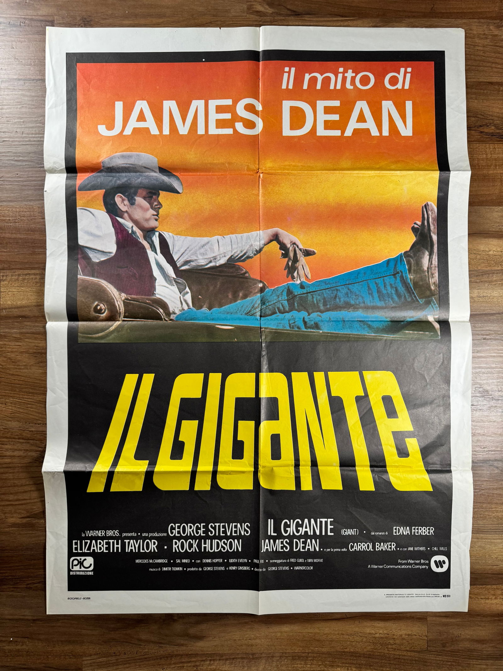 Giant Original RR83 2 Fogli Italian 1P Movie Poster 39"x55" James Dean Elizabeth Taylor (1 of 6)
